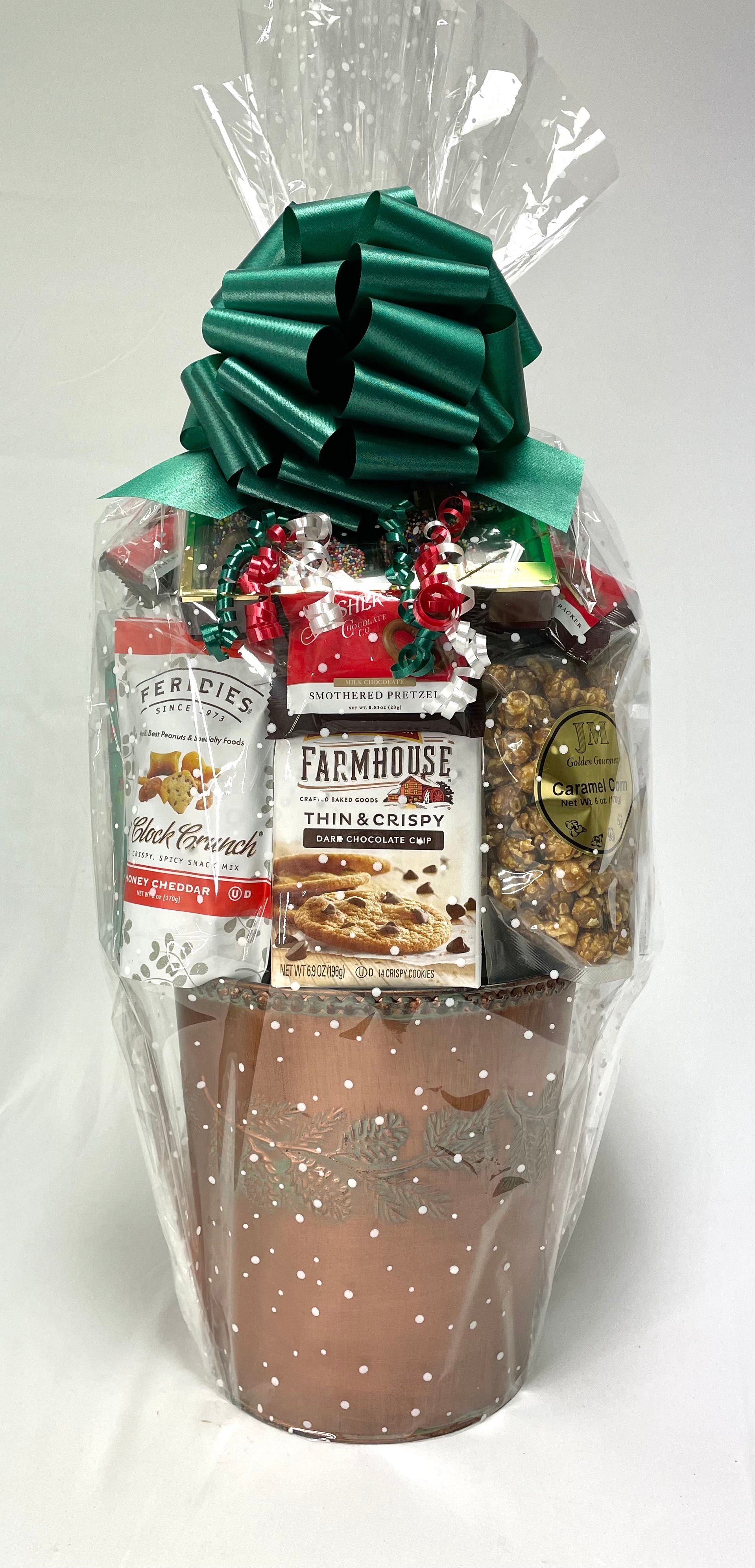 Large Copper Pinecone Holiday Gift Basket