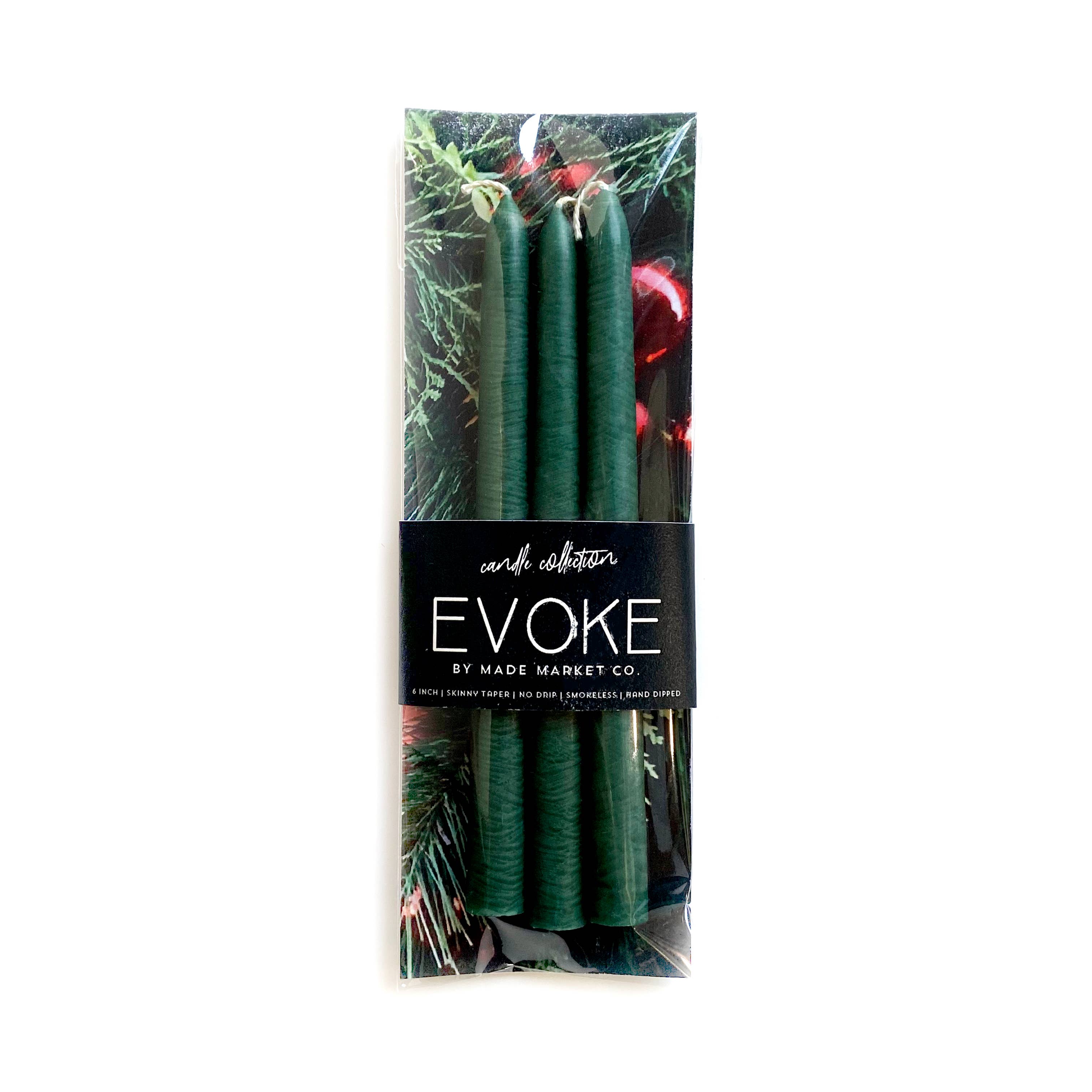 Christmas Green - Skinny Tapered Candles - Clearance