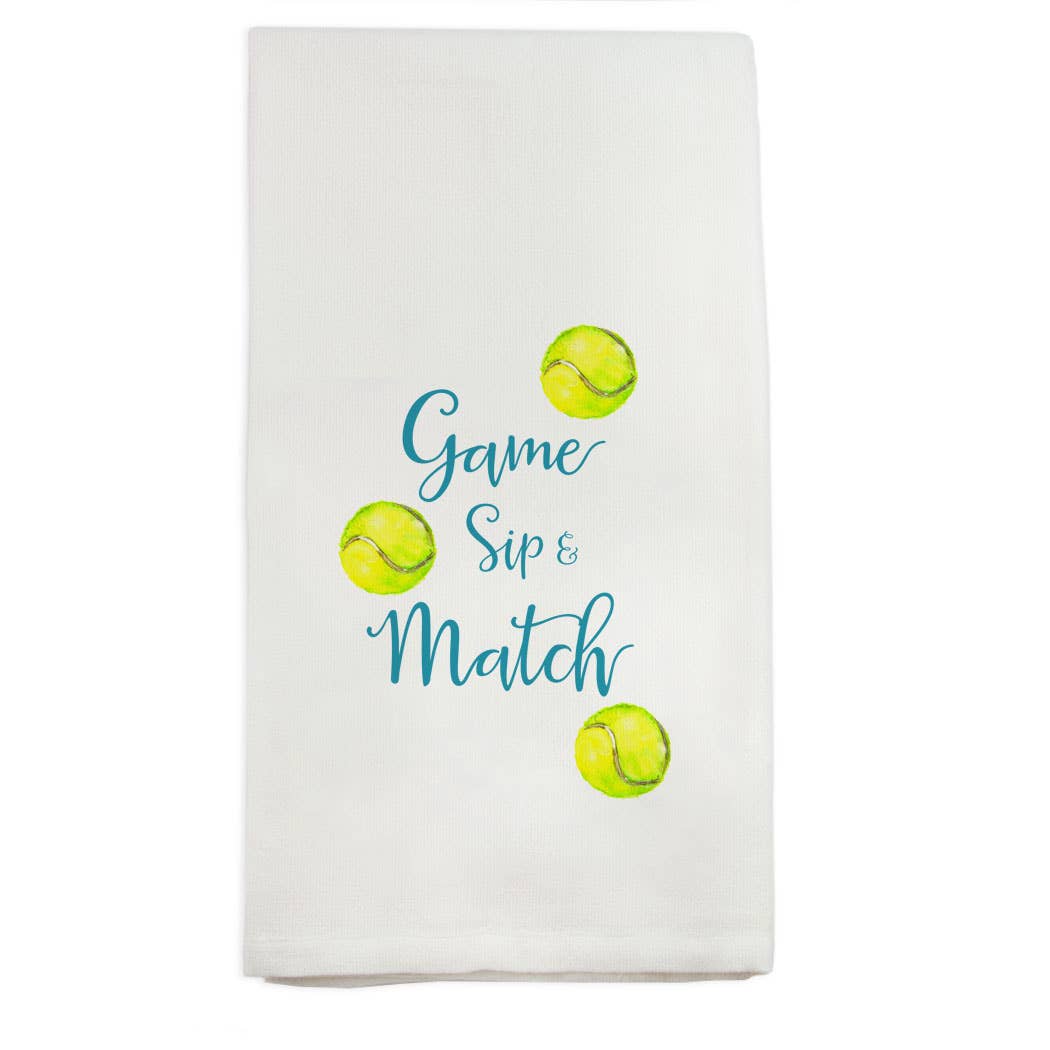 Tennis Game Sip and Match Dish Towel