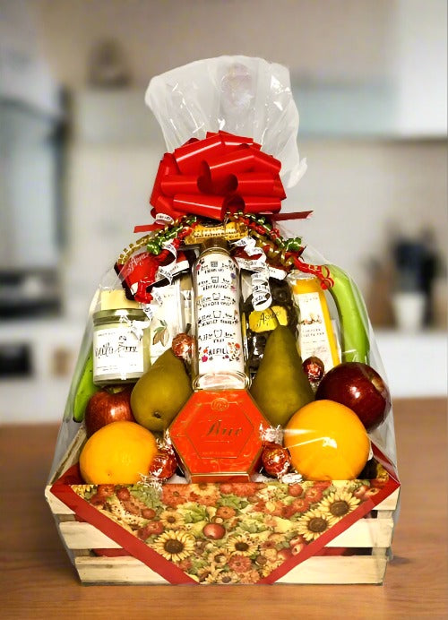 Custom Fruit Cheese and More Gift Basket