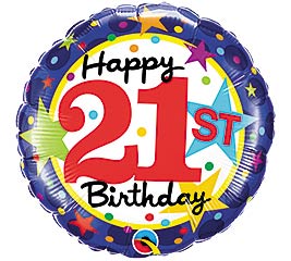 Happy 21st Birthday Balloon - Stars