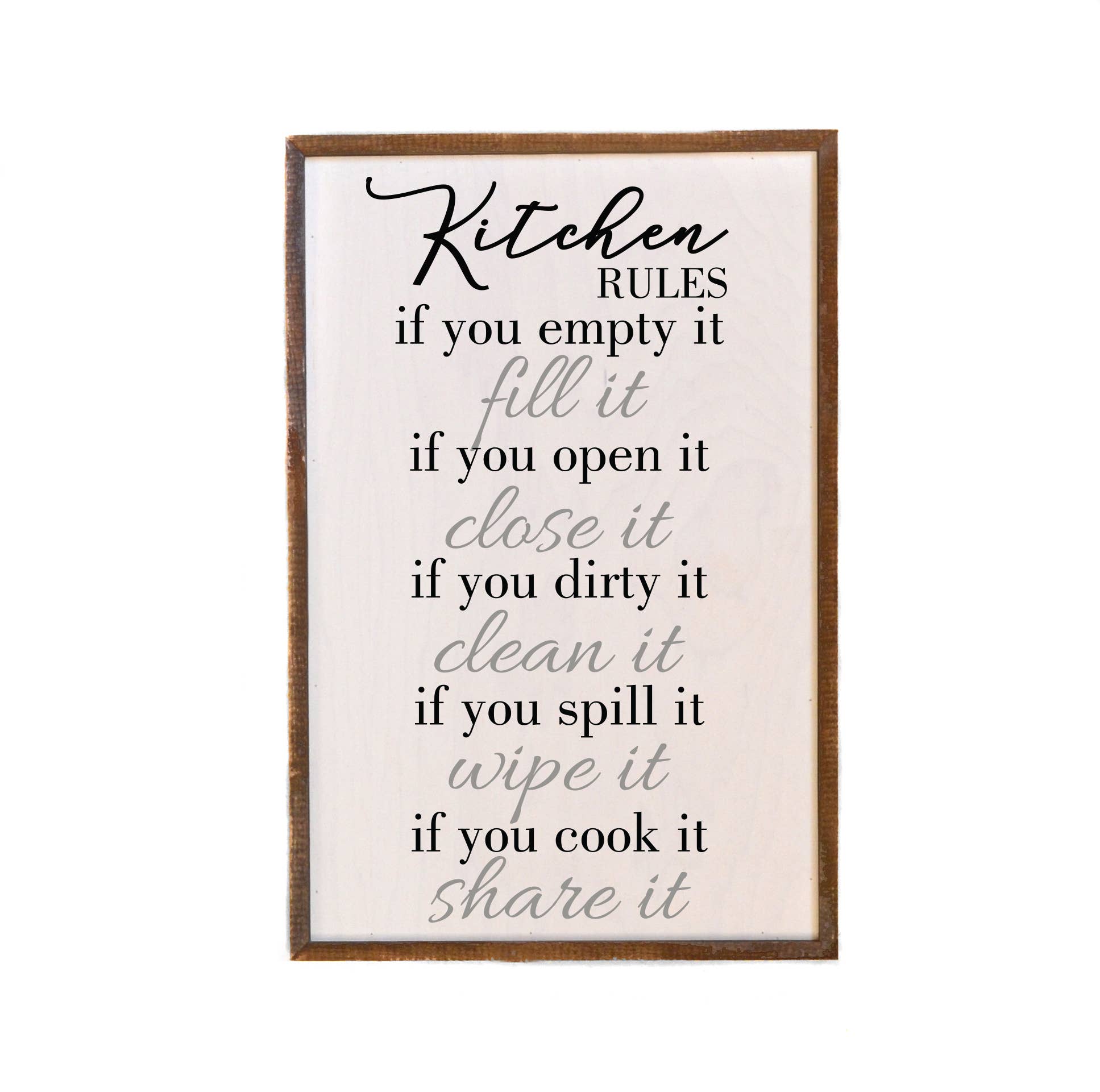 Kitchen Rules Family Sign - Kitchen Décor
