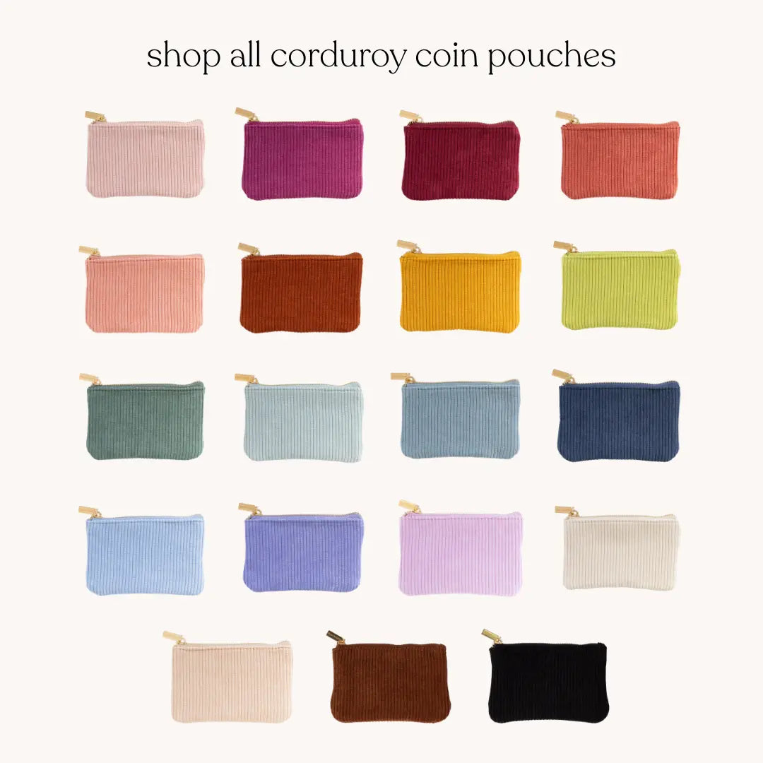 Peony Corduroy Coin Pouch with Inner Pocket