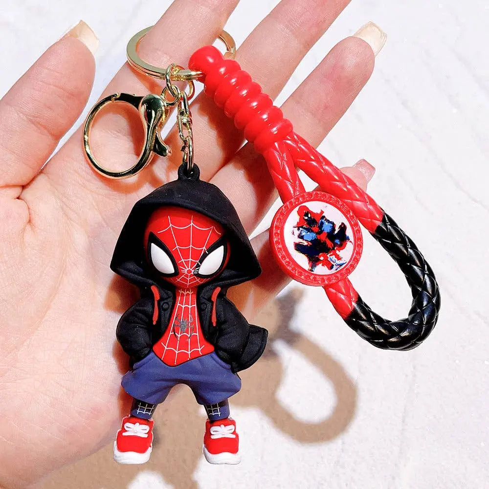 Spider-Man Superhero Silicone Keychain - Cute Dress-Up Character Charm