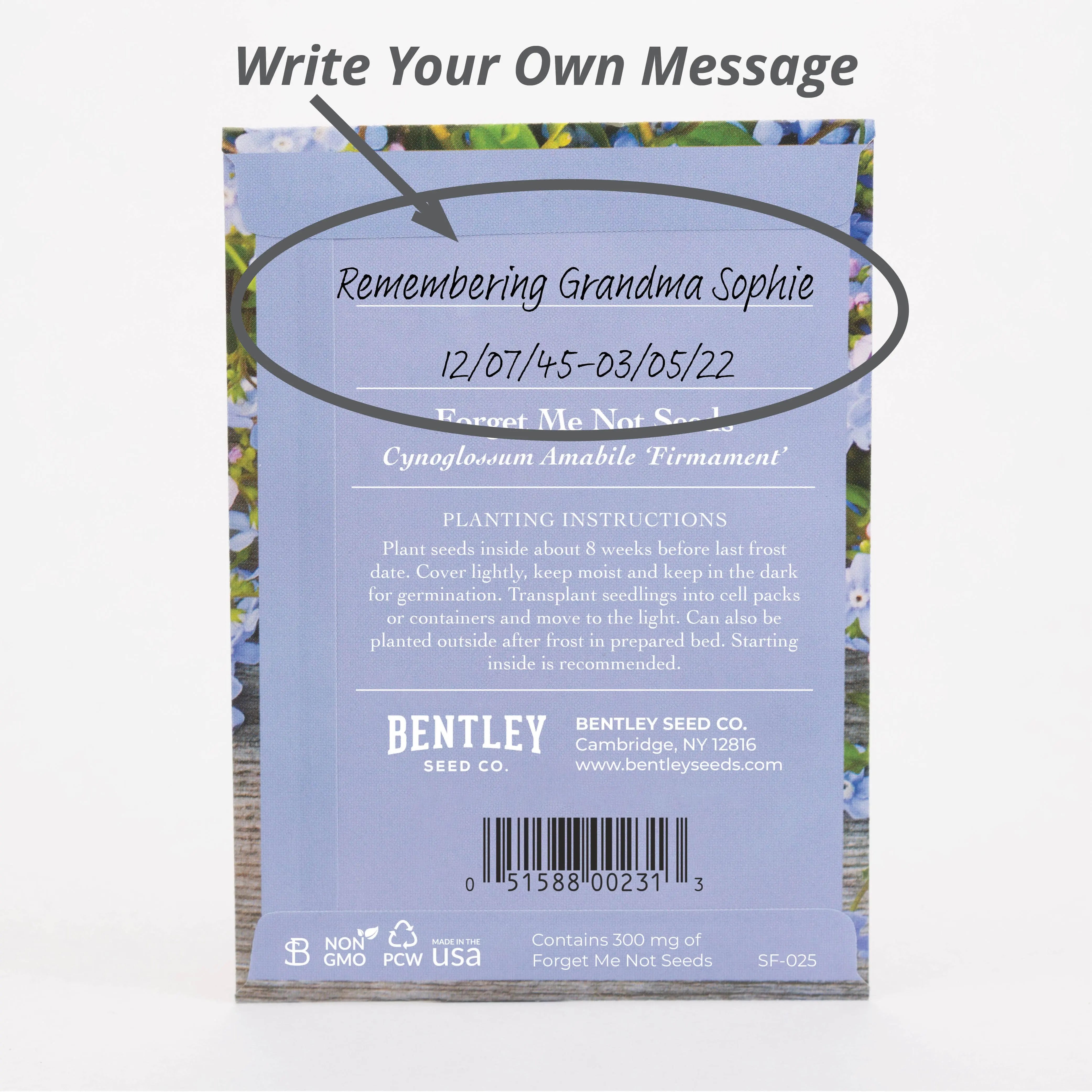 seeds to plant in memory Seeds of Remembrance Memorial - Forget Me Not Seed Packets