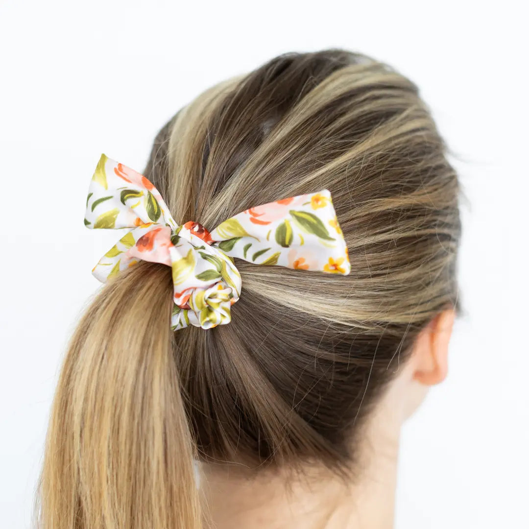 Spring Garden Satin Scrunchie with Removable Tie