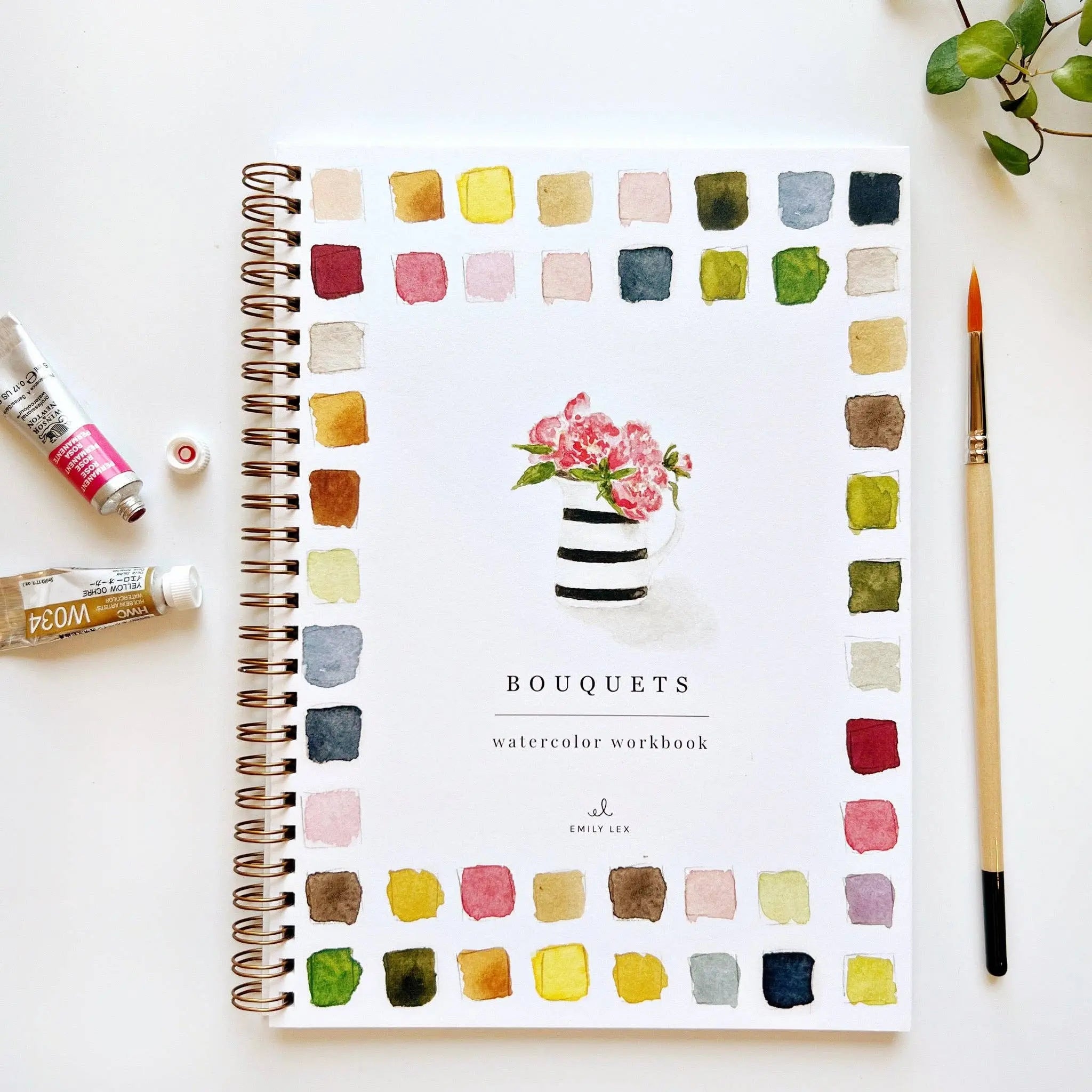 Bouquets Watercolor Workbook - 12 Beginner-Friendly Floral Paintings - Emily Lex Studio emily lex studio