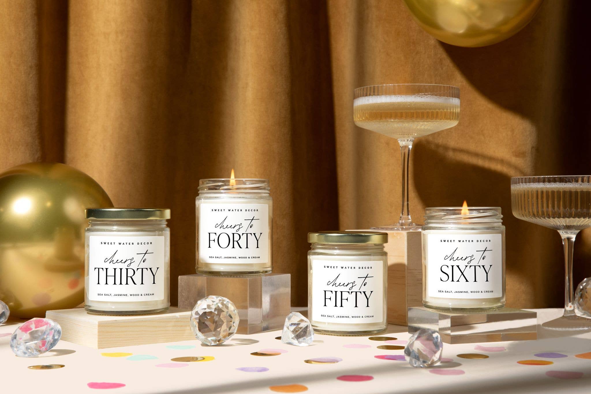 Sweet Water Decor - Cheers to Sixty 9 oz Soy Candle - Birthday Gift