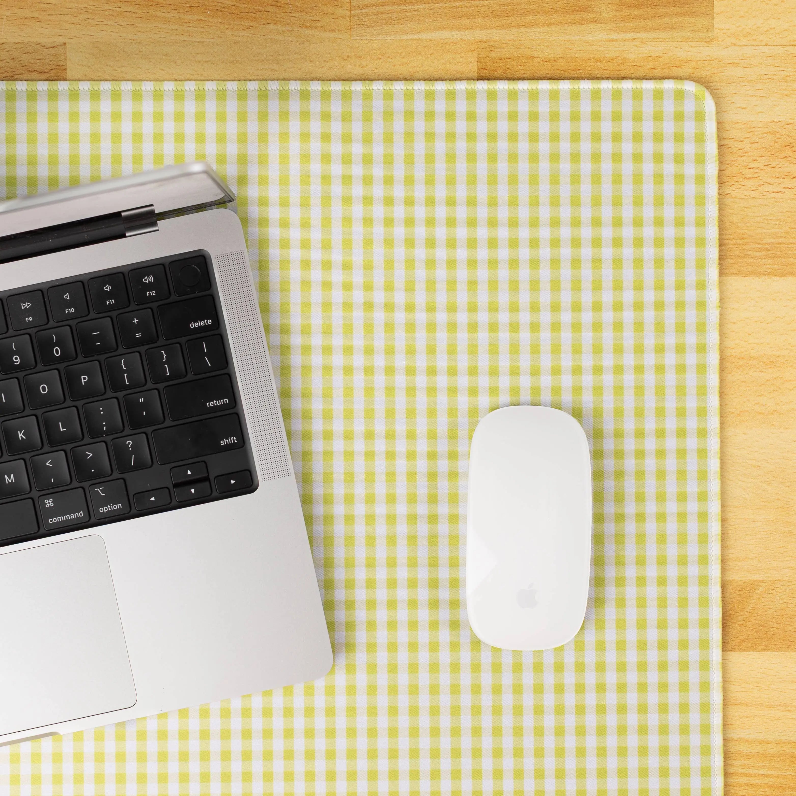 Green Gingham Desk Pad - Non-Slip Rubber Backing