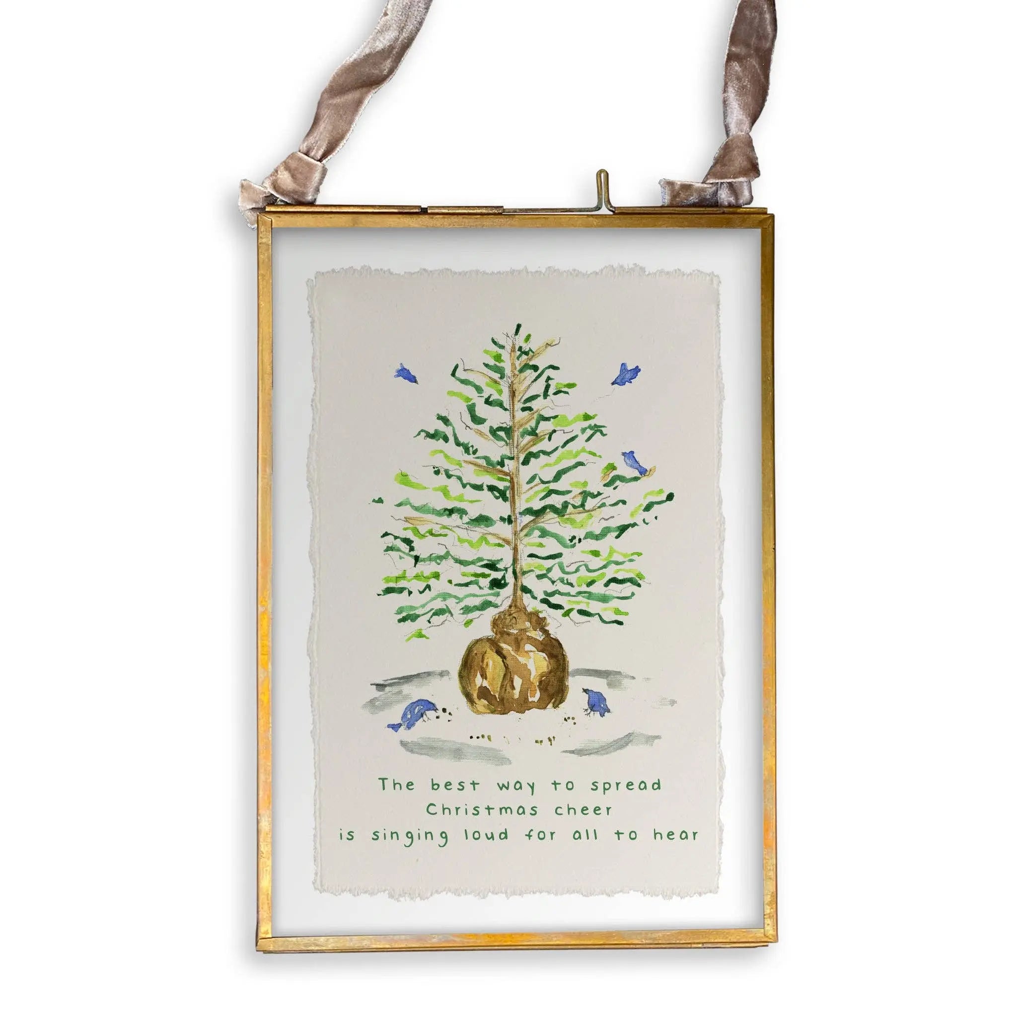 Christmas Tree with Birds Kitchen Towel - Festive Holiday Decor - French Graffiti