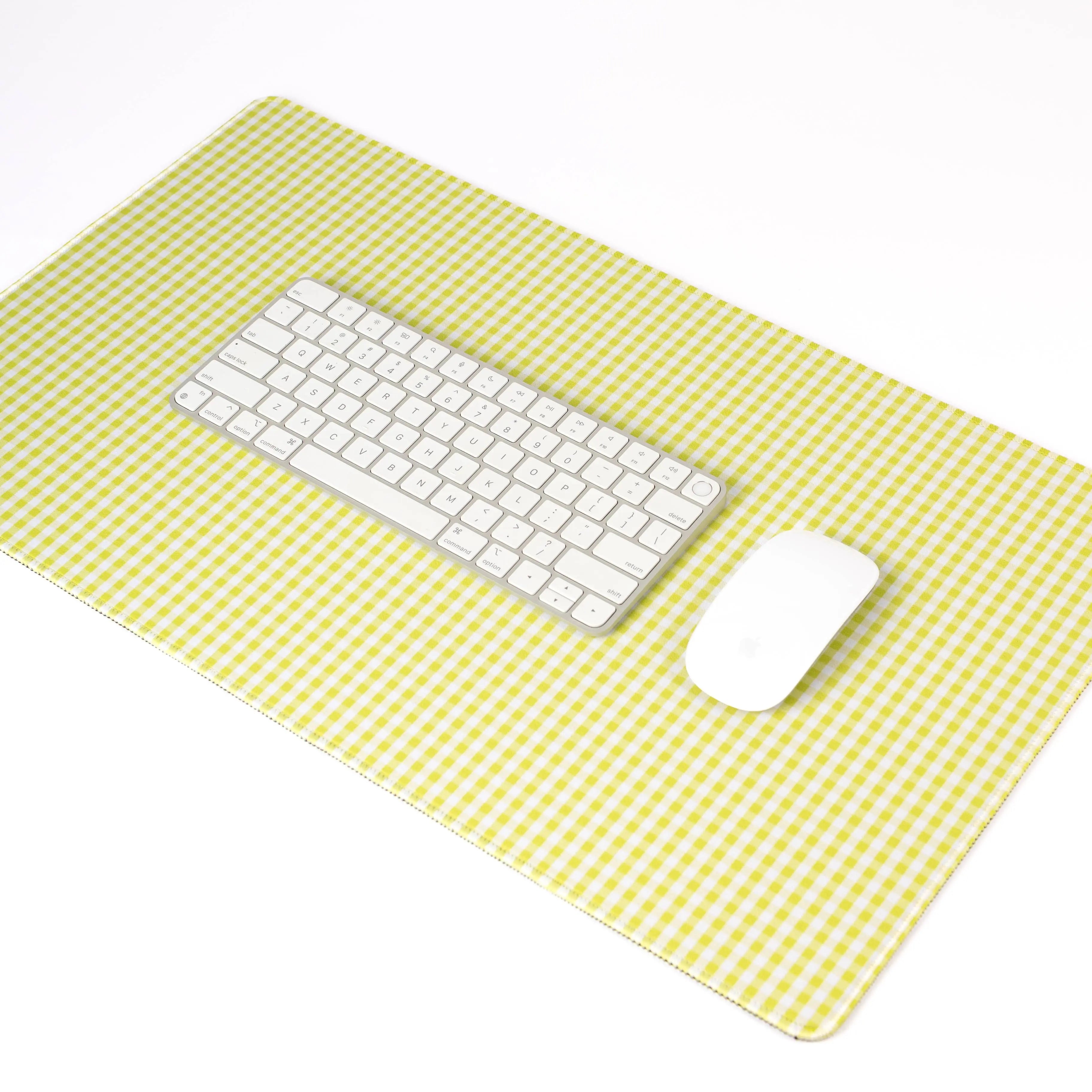 Green Gingham Desk Pad - Non-Slip Rubber Backing