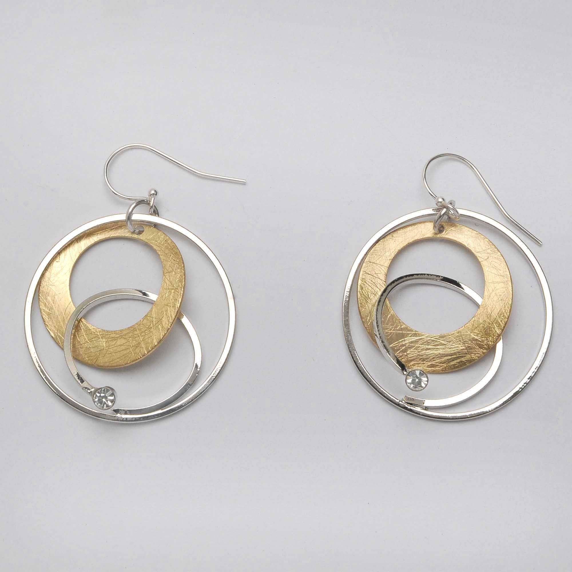 Takobia - Two Tone Hoop w/Crystal  Earrings