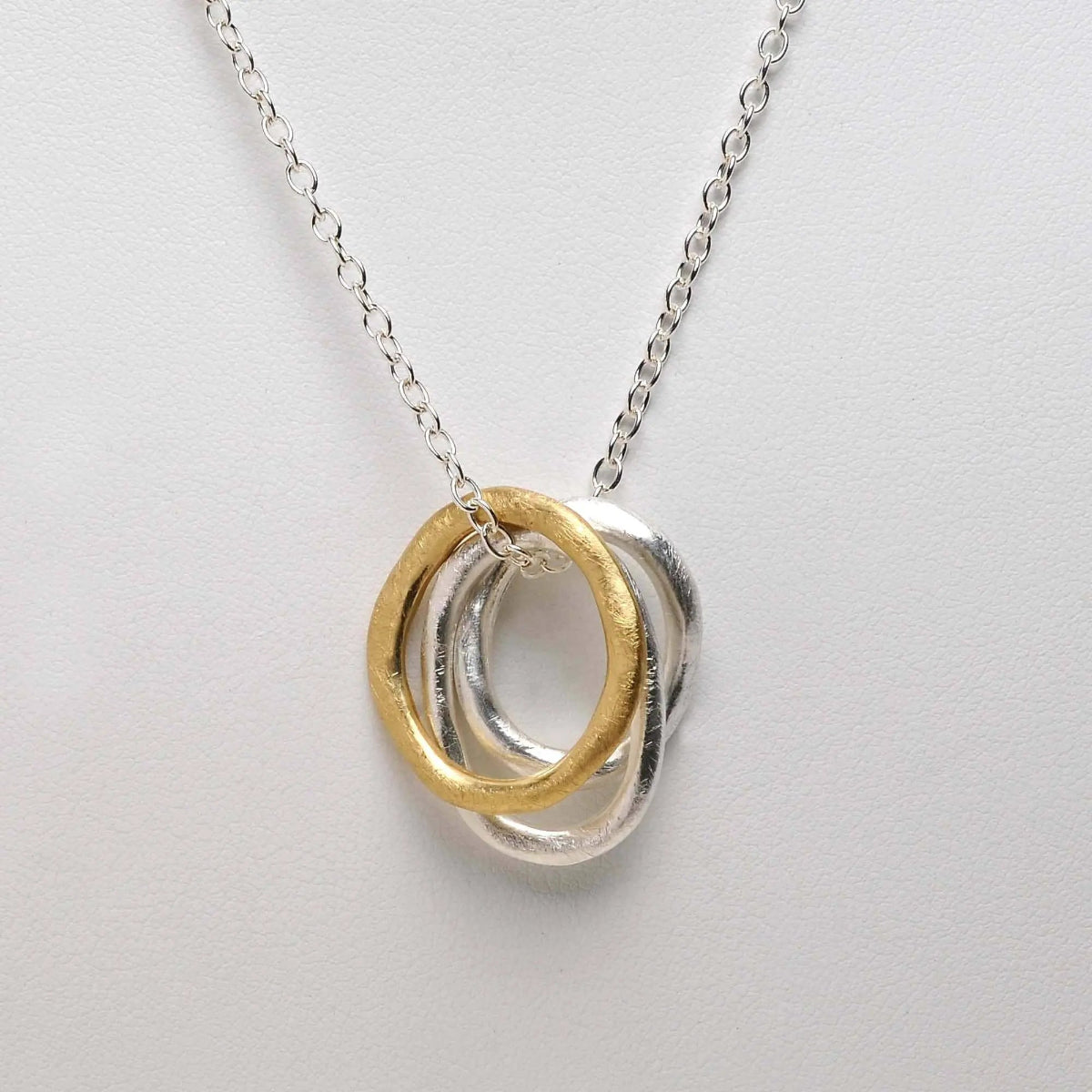 Two Tone Hoop Necklace - Mixed Metal Pendant - Hypoallergenic Jewelry