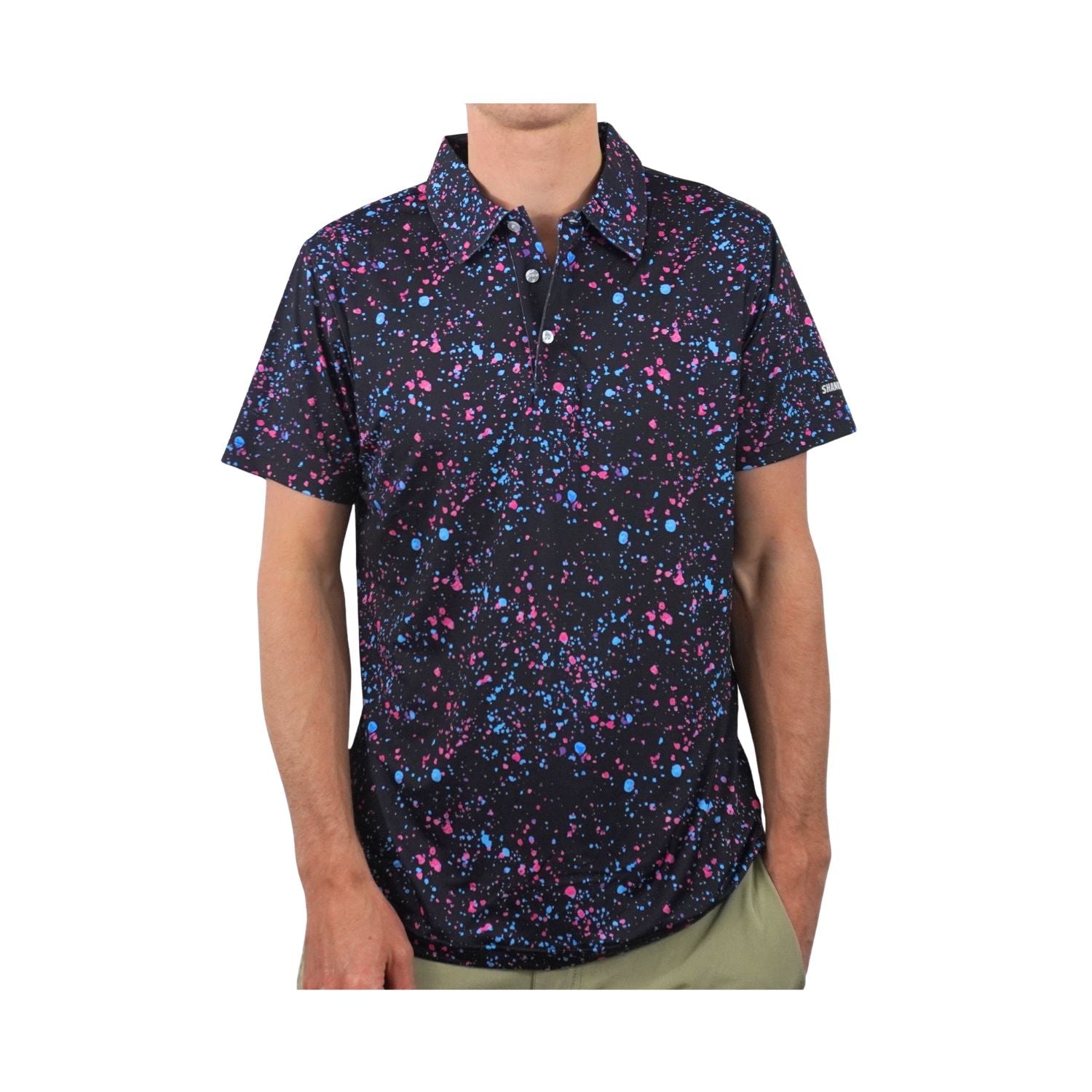 Shank It Golf - Paint Splatter Polo Black