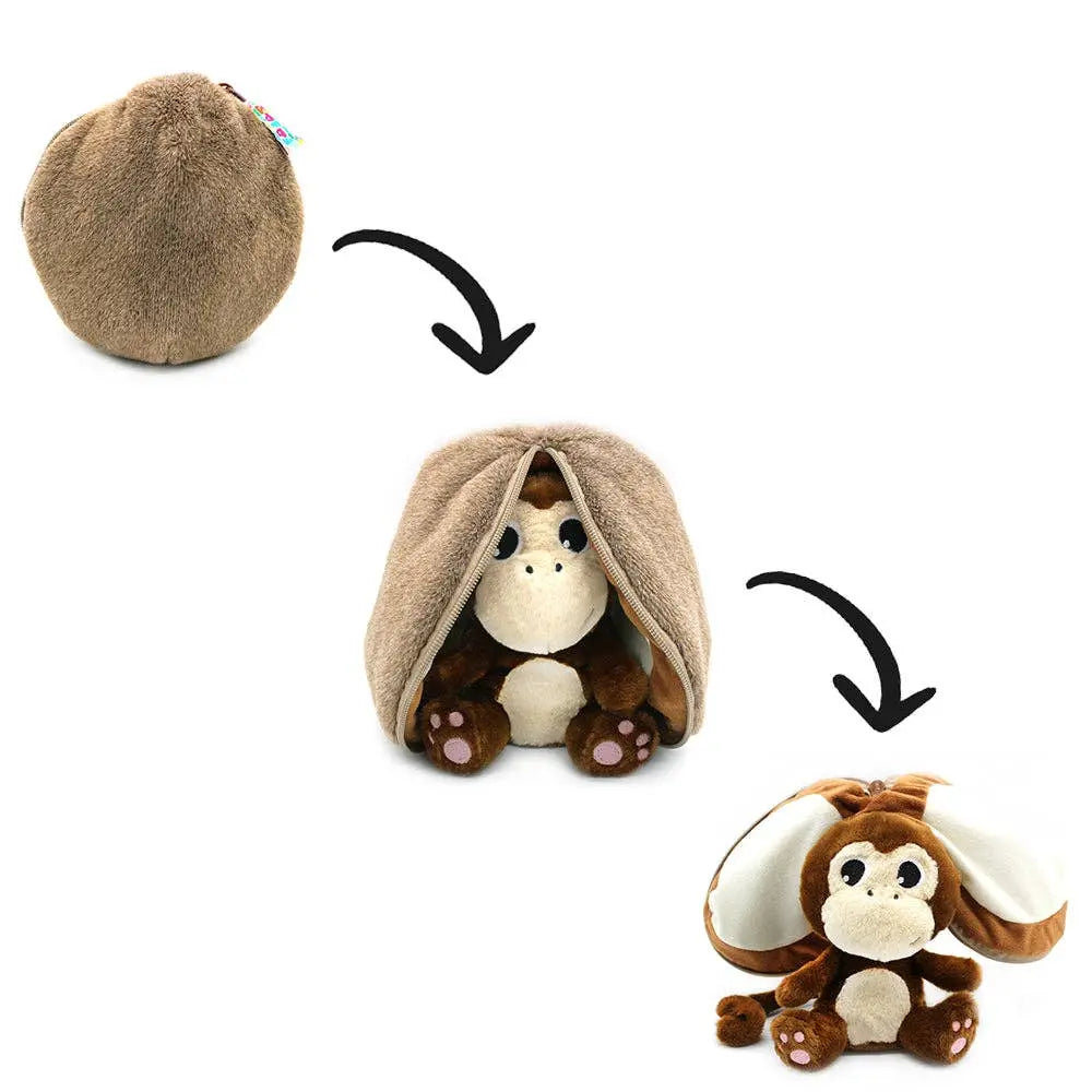 Coconet Monkey Flipetz - 2-in-1 Transforming Plush Toy - Coconut to Monkey - Birth+