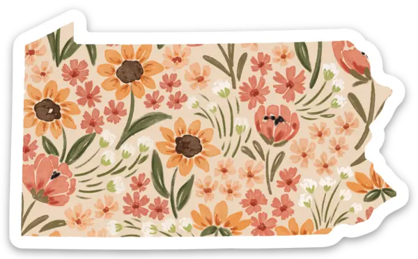 Pennsylvania Floral State Sticker - 3x3