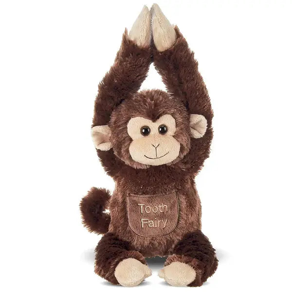 Bearington Collection Lil Swings Monkey Tooth Fairy Plush - Adorable Stuffed Animal with Pocket