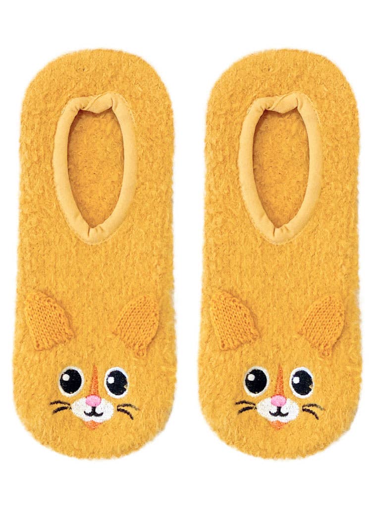 Living Royal - Fuzzy Slipper Socks w/ 3D Ears - Kitty Cat - Tan