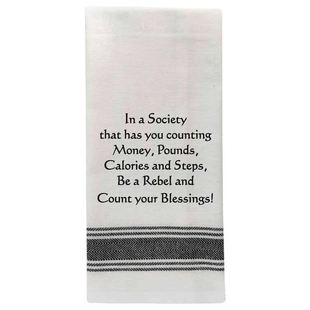 Count Your Blessings Kitchen Tea Towel - Inspirational Gift by Wild Hare Designs