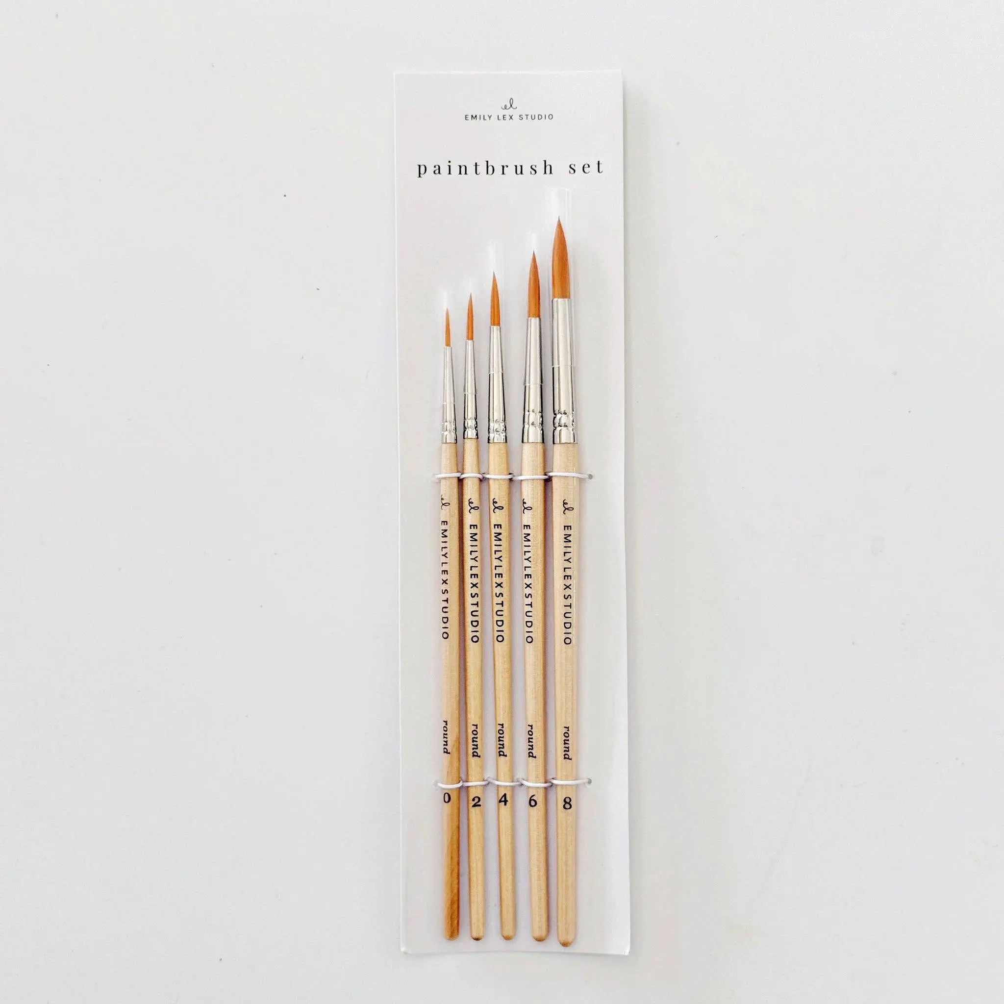 emily lex studio Watercolor Paintbrush Set of 5 - Golden Taklon Wood Brushes emily lex studio