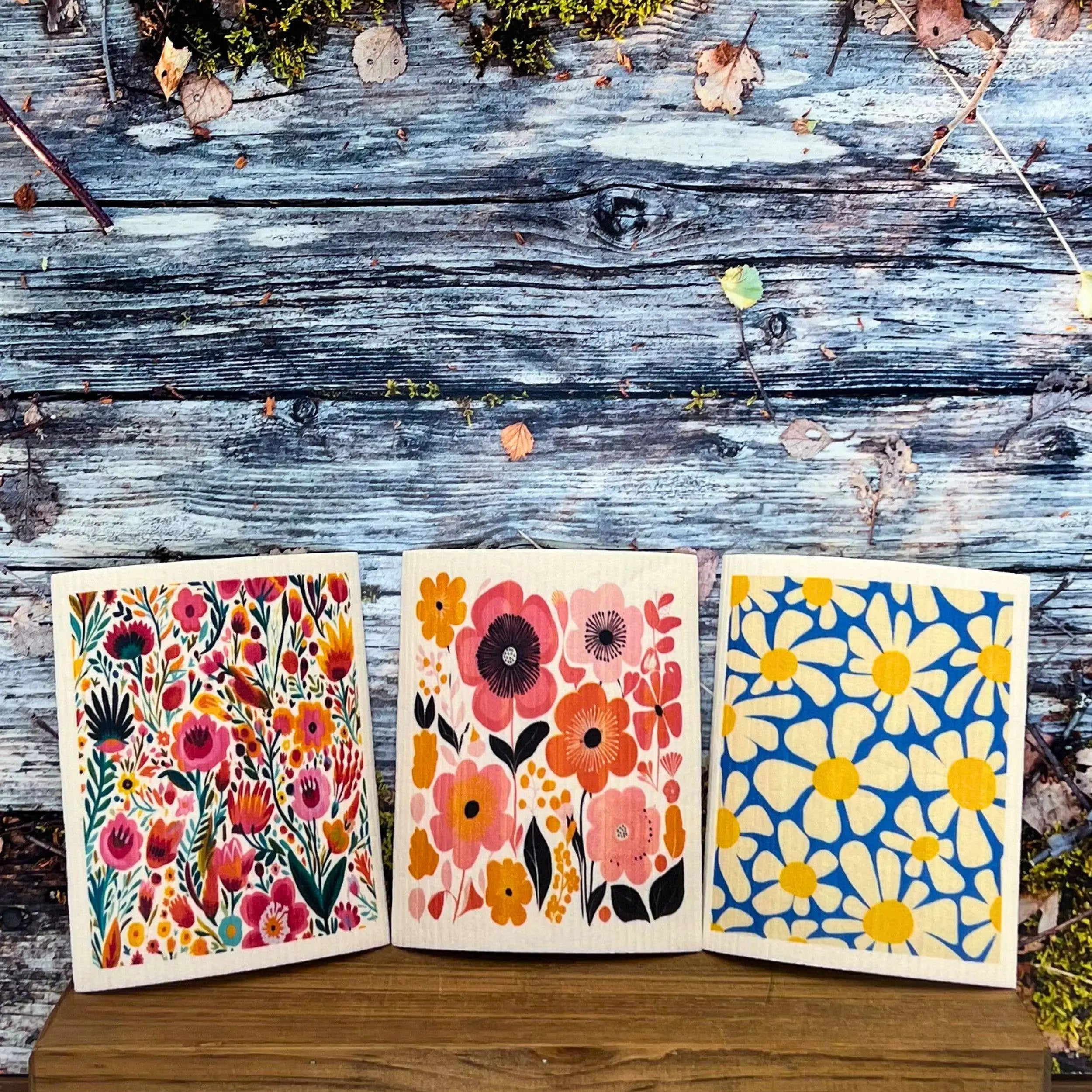 Driftless Studios - Tropical Flower Garden Swedish Dishcloths- Summer Decor