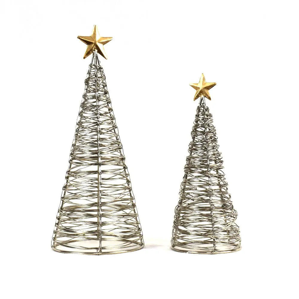 Gold Star Wire Christmas Tree - Mira Fair Trade Handcrafted Holiday Decor