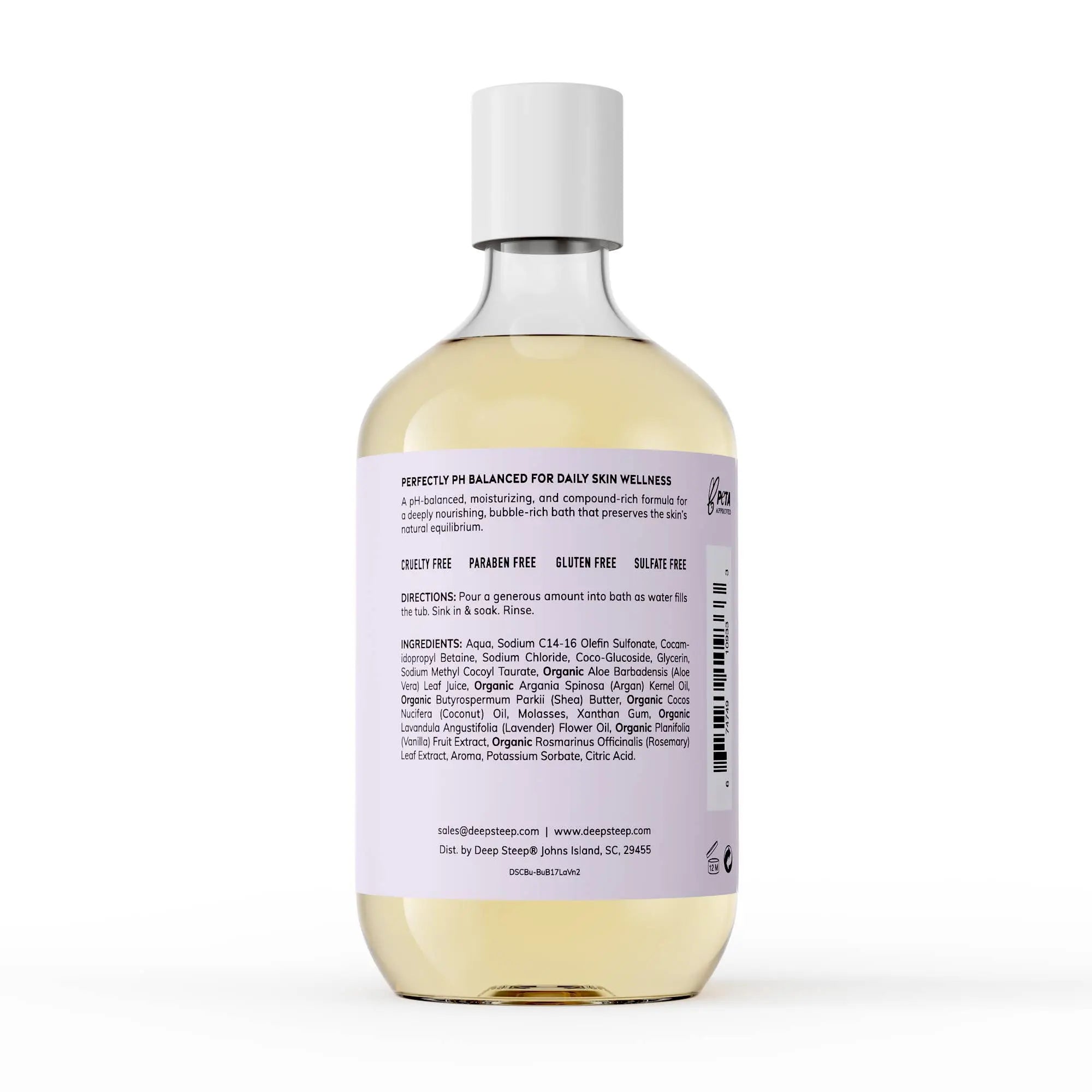Lavender Vanilla Bubble Bath - Organic Moisturizing Formula 17oz