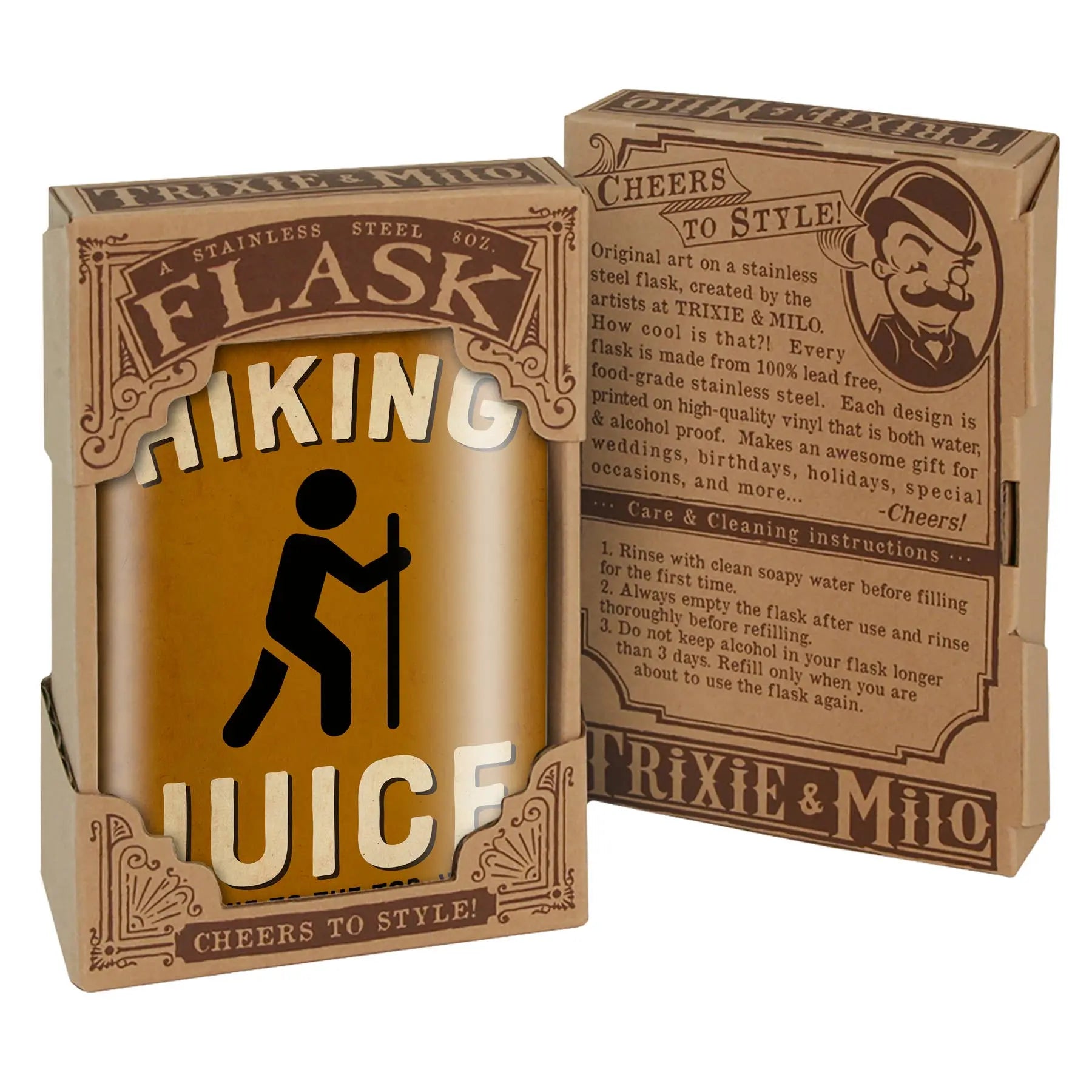 Trixie & Milo - Hiking Flask - Hiking Juice camping, Cool Men's Gift - Clearance