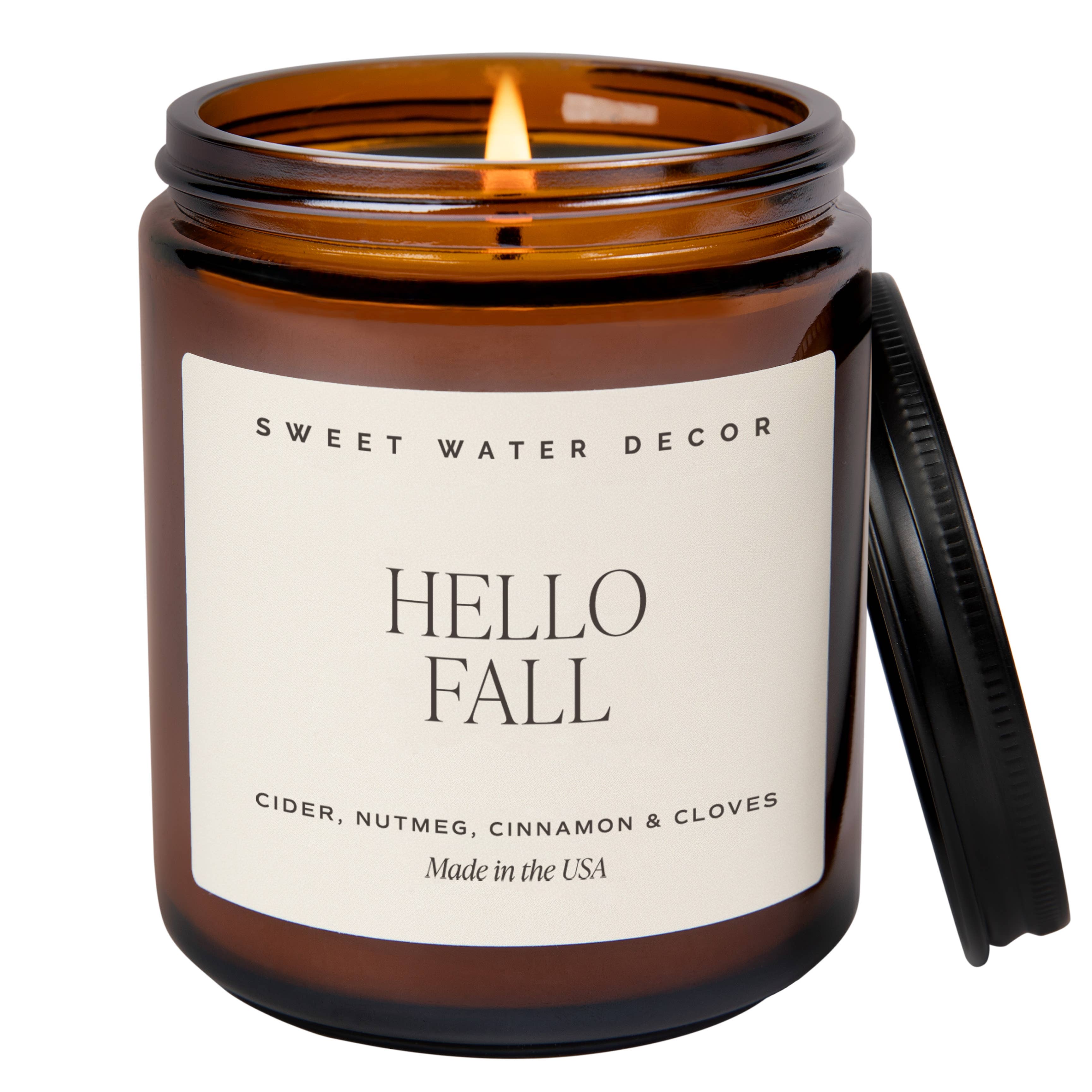 Sweet Water Decor - Hello Fall 9 oz Soy Candle - Fall Decor & Gifts
