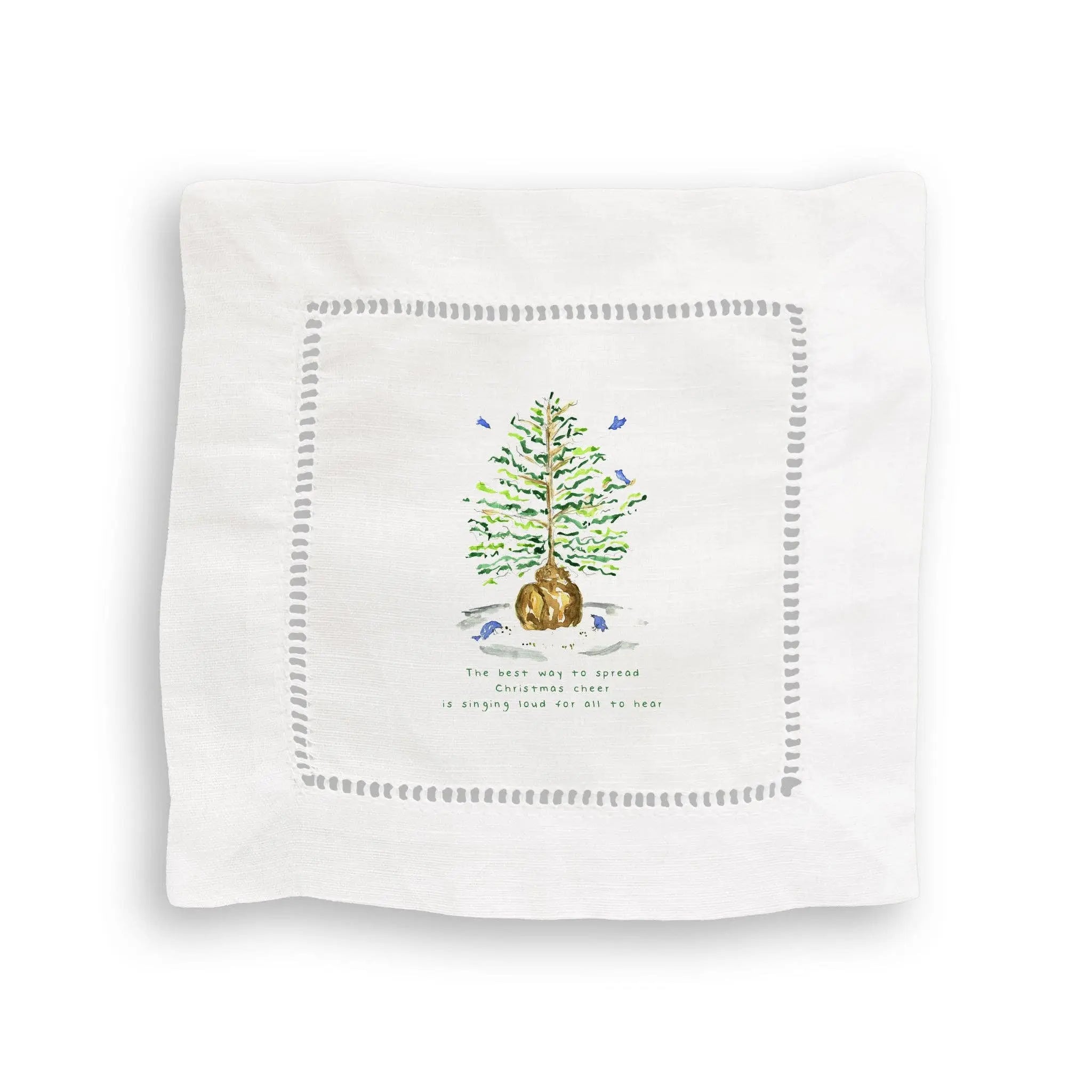Christmas Tree with Birds Kitchen Towel - Festive Holiday Decor - French Graffiti