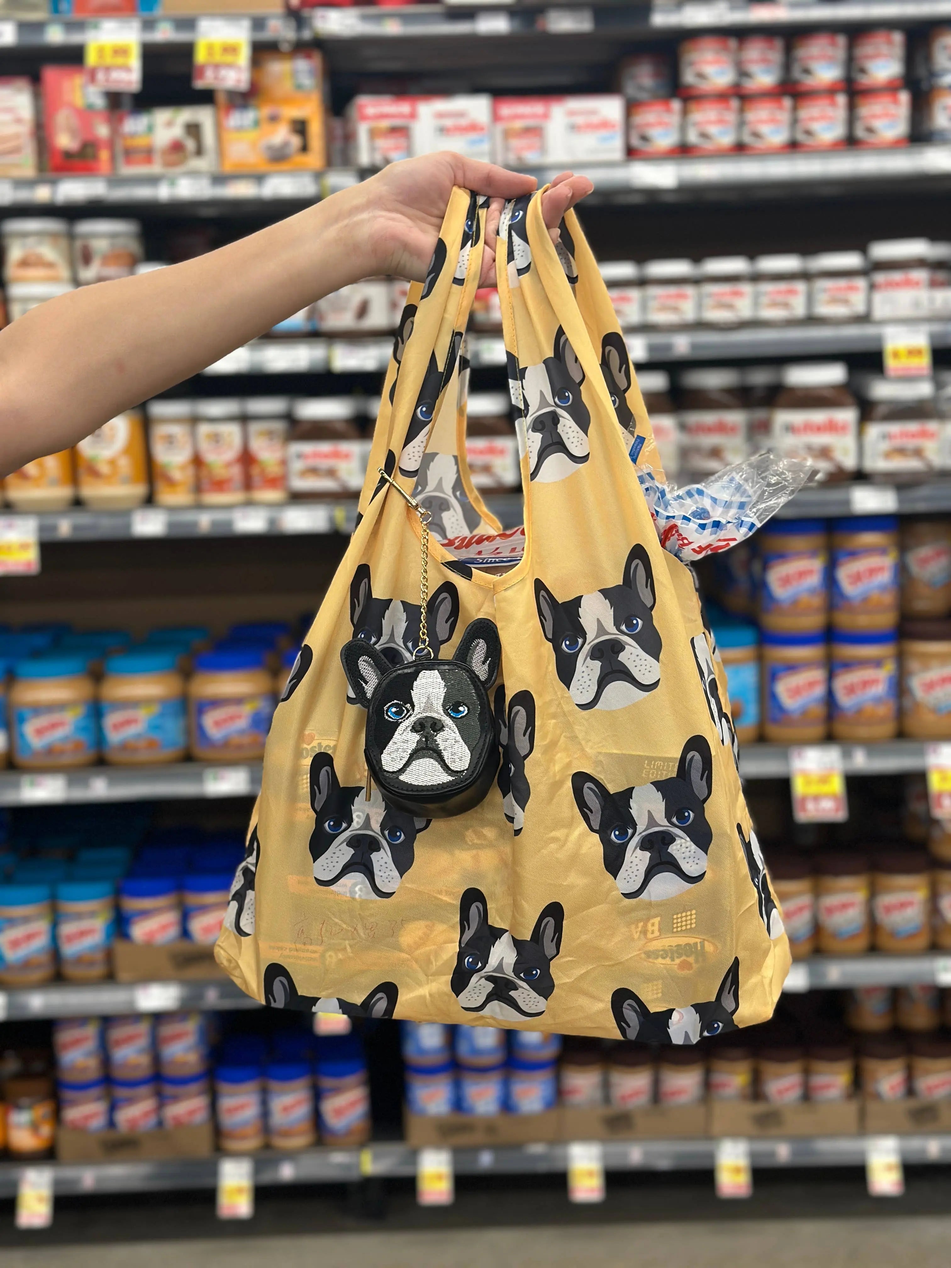Living Royal 2-in-1 Bag Charm & Reusable Shopper - Boston Terrier Dog Design
