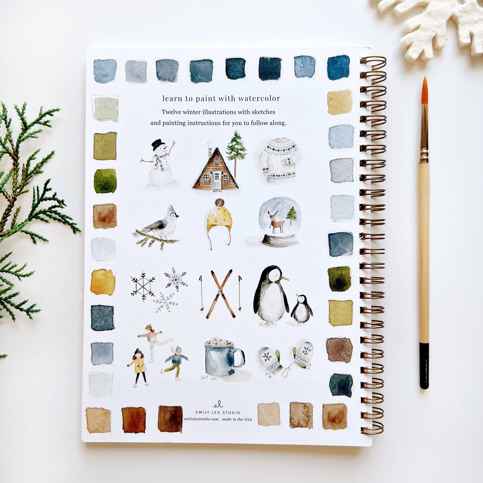 Winter Watercolor Workbook - 12 Beginner-Friendly Paintings - Emily Lex Studio