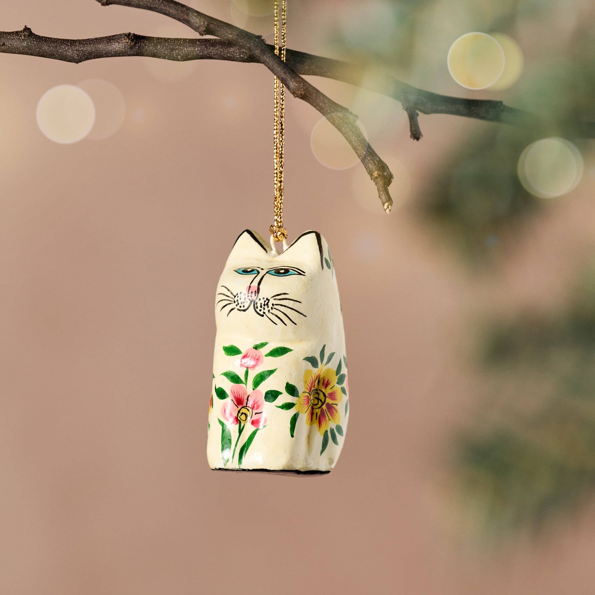 Ten Thousand Villages - Junipar Paper Mache Cat Ornament