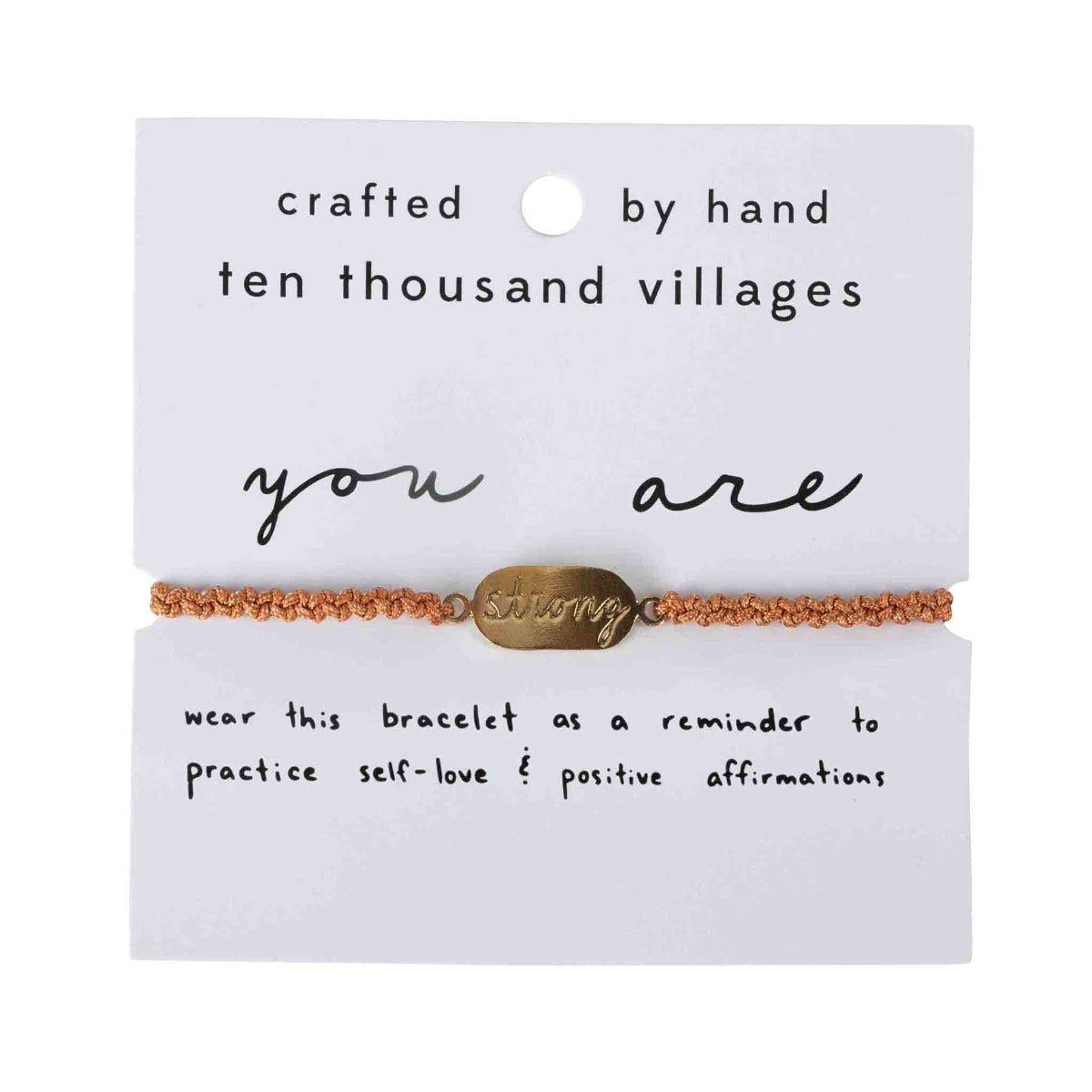 Bracelet with 'you are' message on a card from Ten Thousand Villages