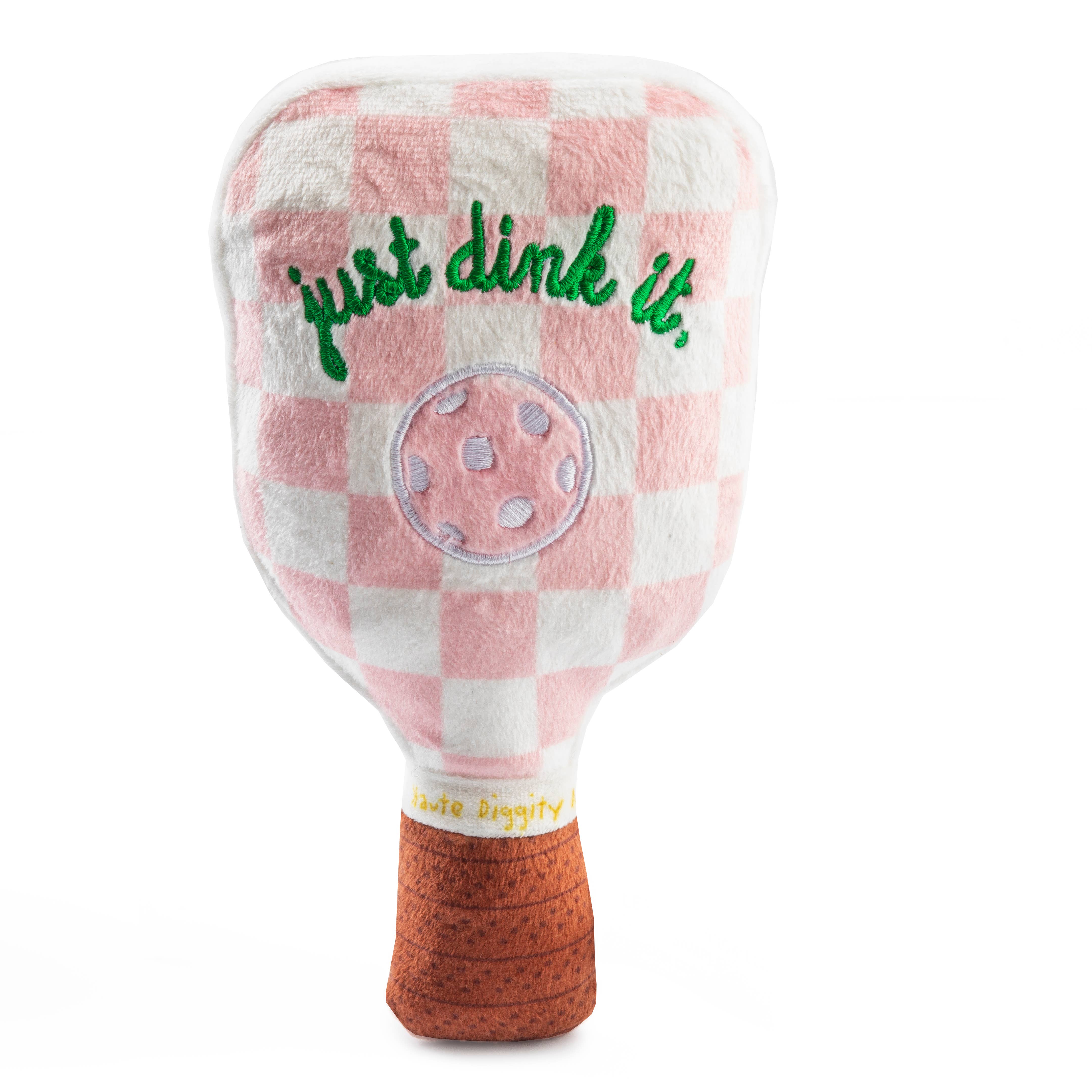 Haute Diggity Dog - Pink Checker Pickleball Paddle Dog Toy