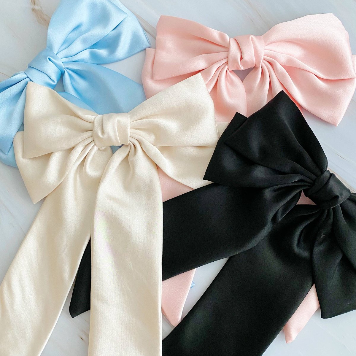 Ellison+Young - Doubled Satin Bow Hair Clip: Black