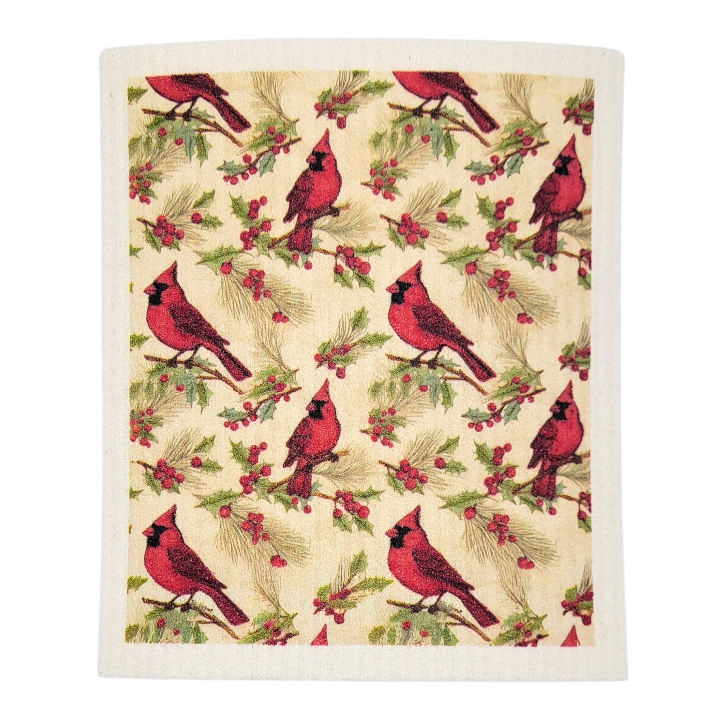 Driftless Studios - Red Cardinal Christmas Swedish Dishcloths - CLEARANCE