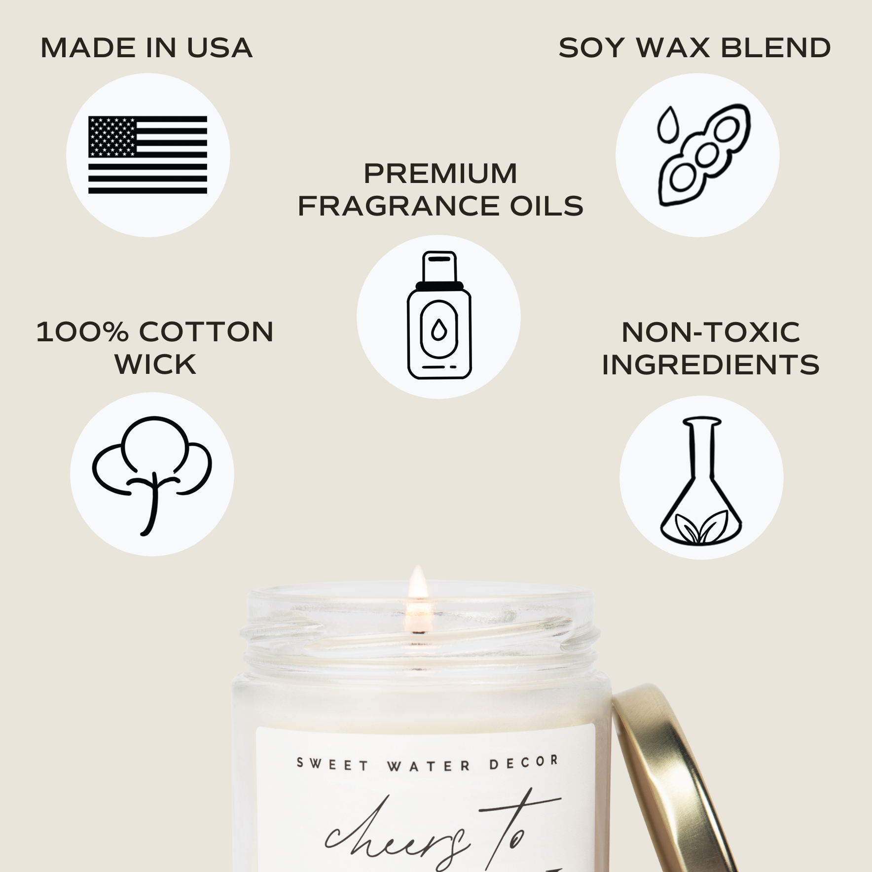 Sweet Water Decor - Cheers to Sixty 9 oz Soy Candle - Birthday Gift