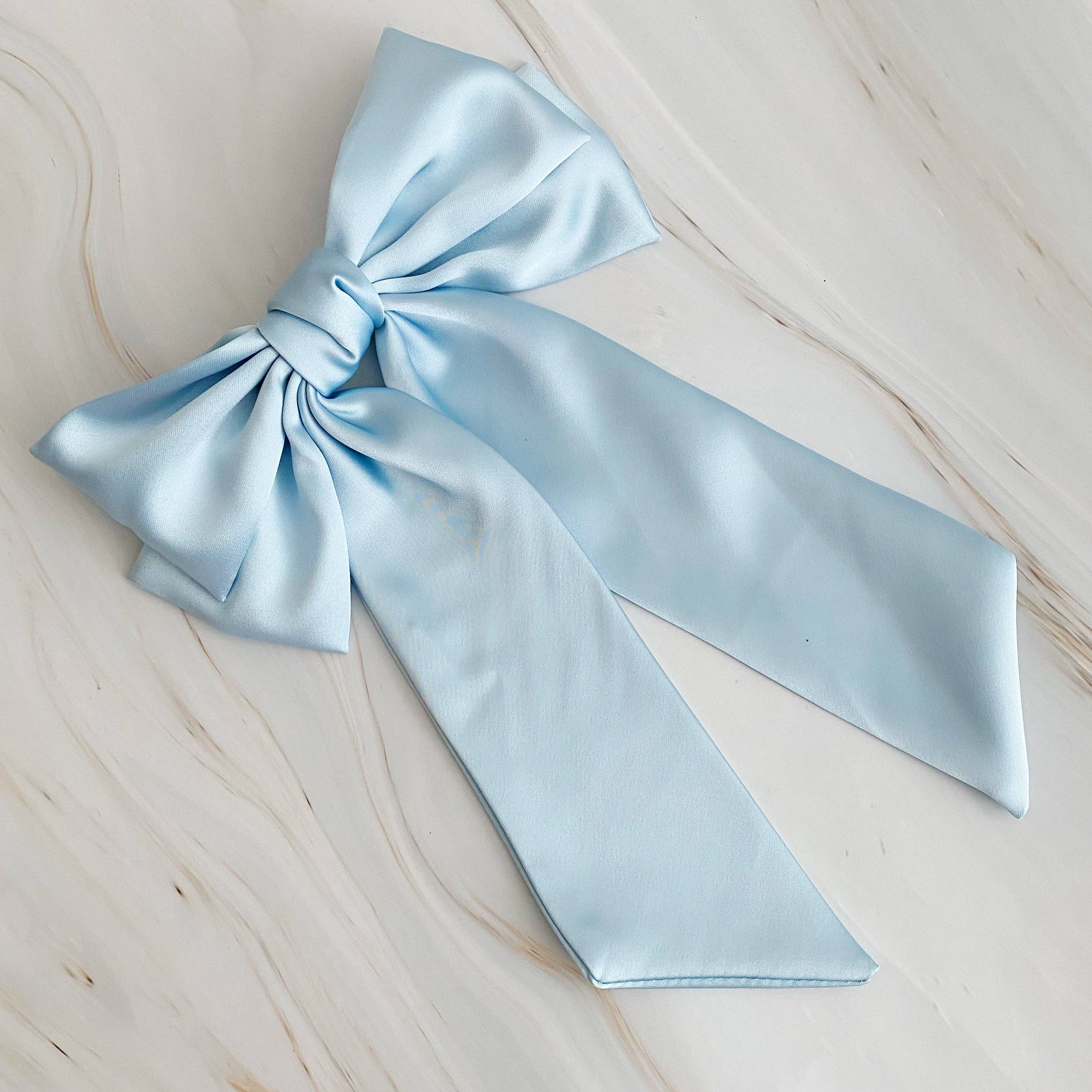 Ellison+Young - Doubled Satin Bow Hair Clip: Blue