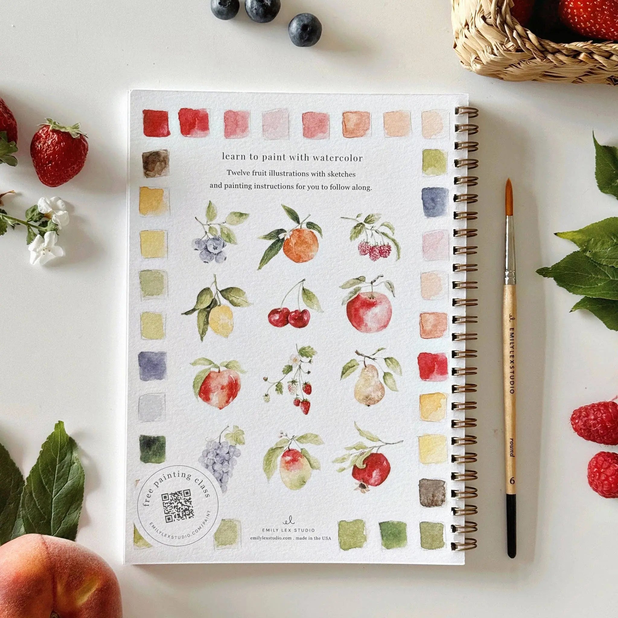 Fruit Watercolor Workbook - 12 Beginner-Friendly Paintings - Emily Lex Studio