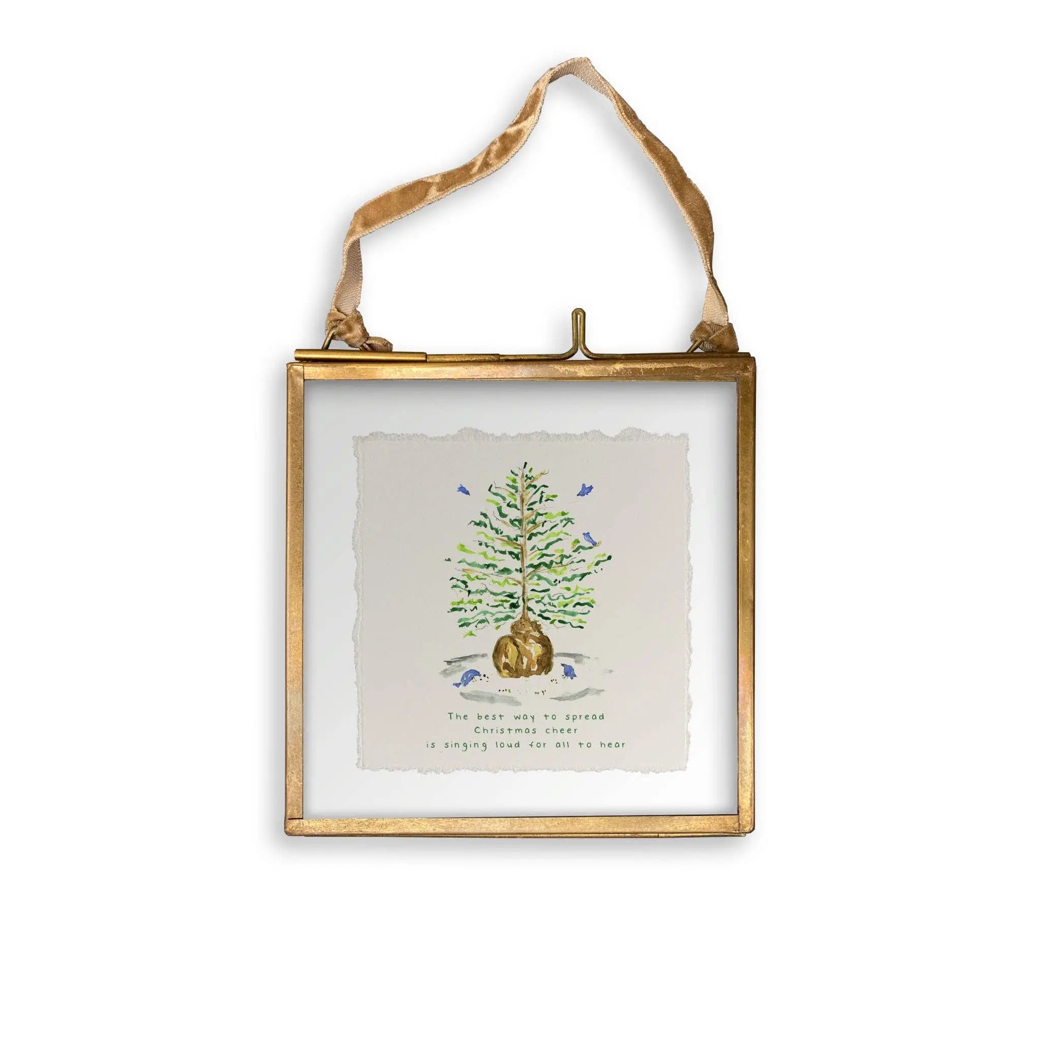 Christmas Tree with Birds Kitchen Towel - Festive Holiday Decor - French Graffiti