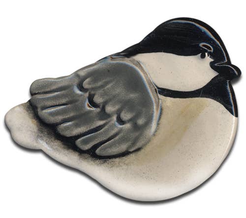 3" Chickadee Bird Dish - Hand Painted Ceramic Spoon Rest