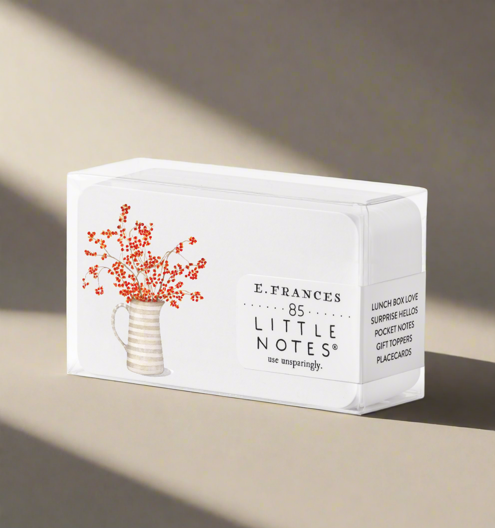 Box of E. Frances Little Notes with a vase and flowers design on a white background