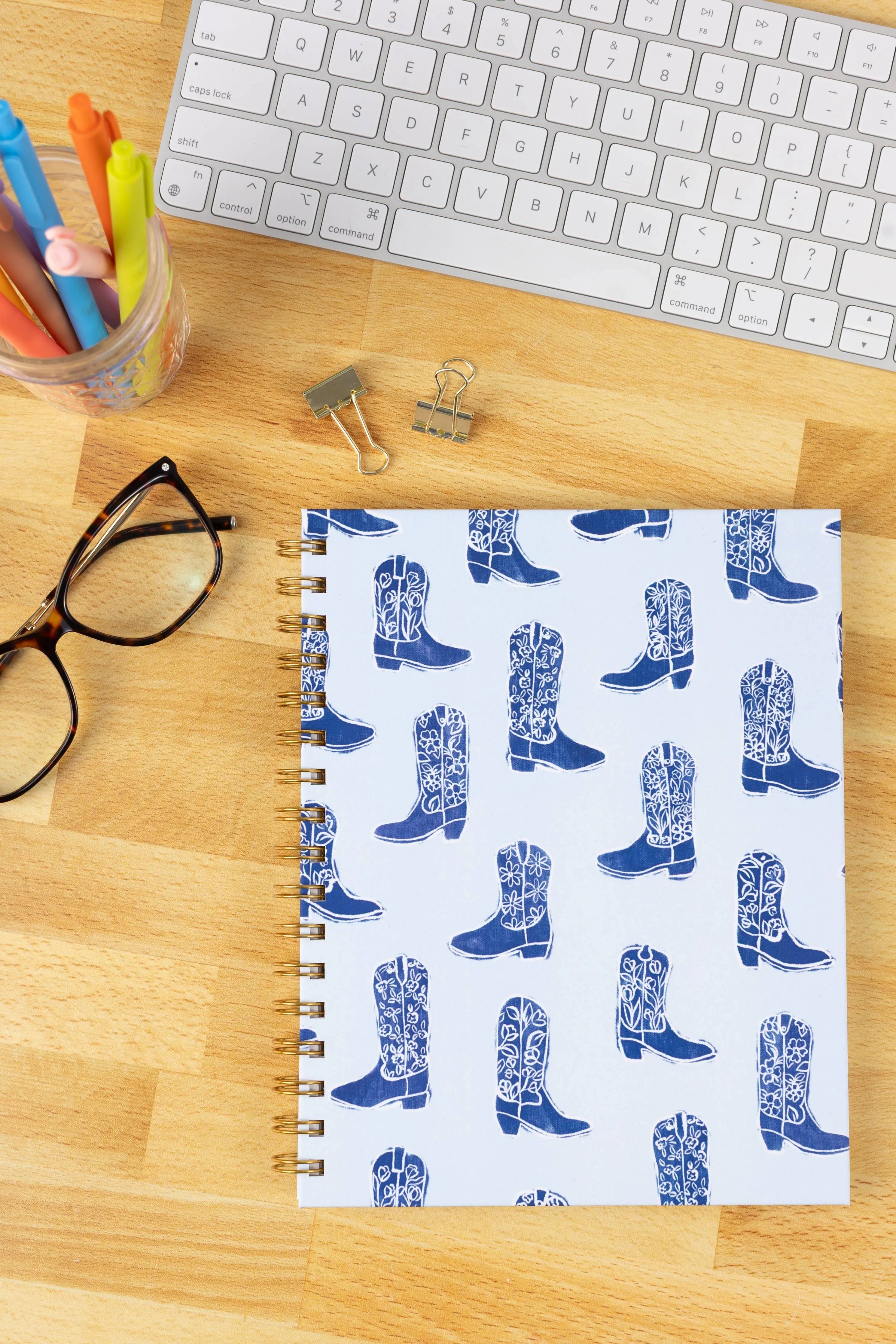 Cowgirl Boots Hardcover Spiral Notebook - 7x9" College Ruled