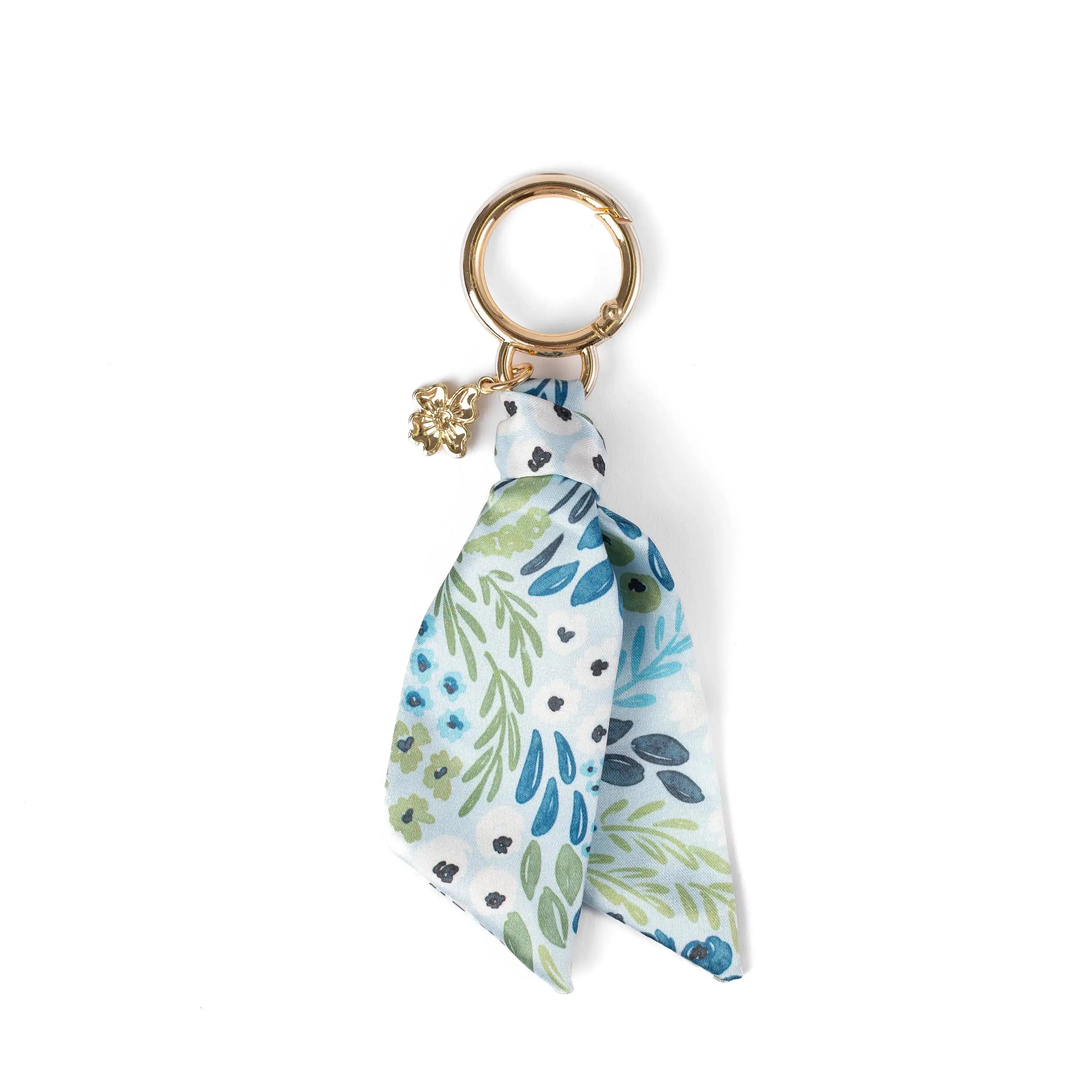 Waterfall Floral Satin Keychain with Gold Charm Elyse Breanne Design