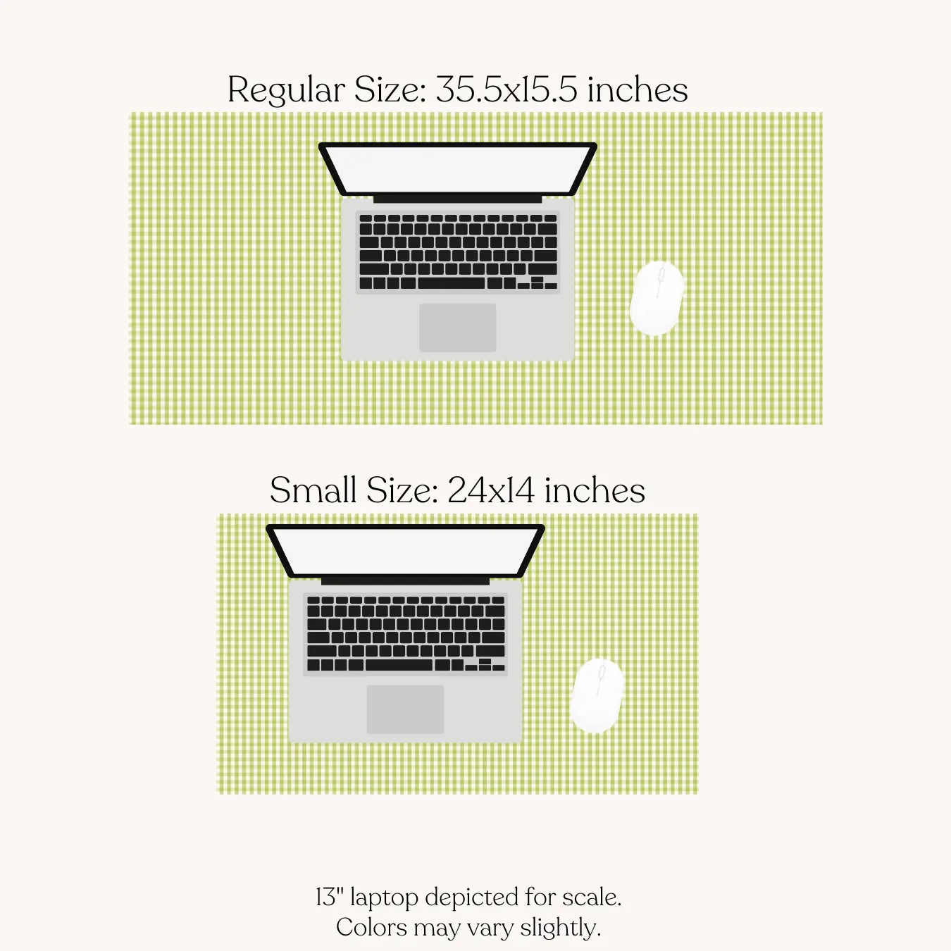 Green Gingham Desk Pad - Non-Slip Rubber Backing