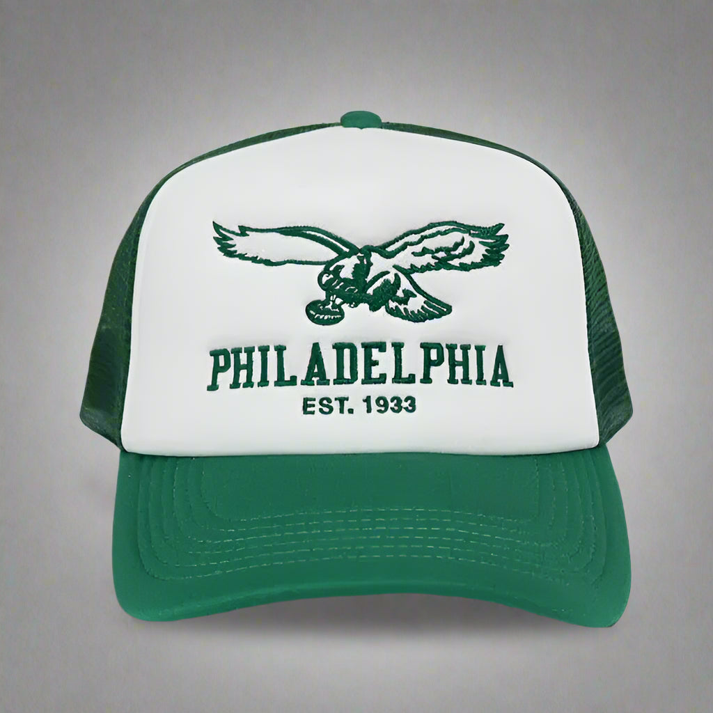 Philadelphia Eagles Trucker Hat - Adjustable Mesh Snapback Cap