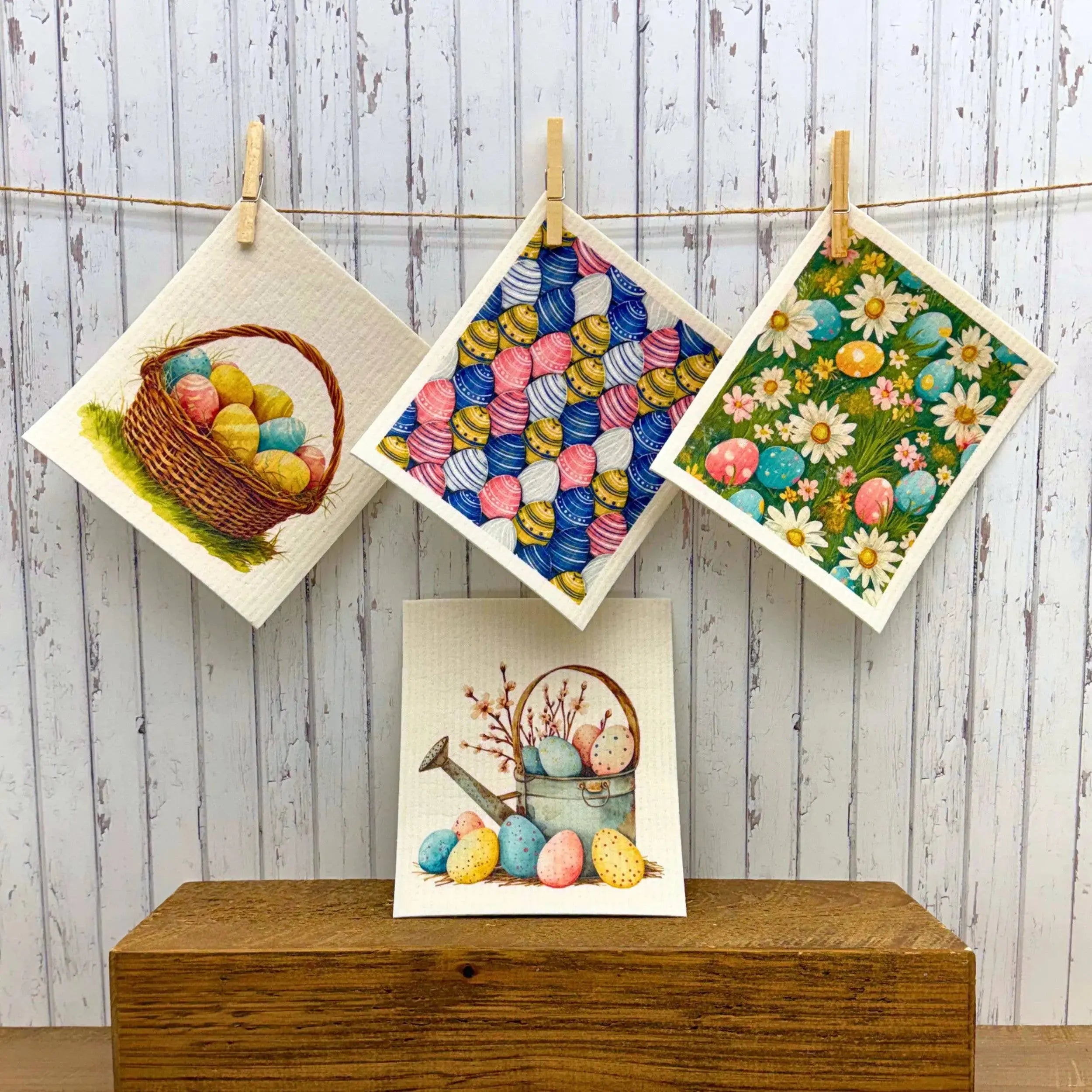 Spring Easter Eggs Swedish Dishcloth - Eco-Friendly Reusable Sponge Cloth