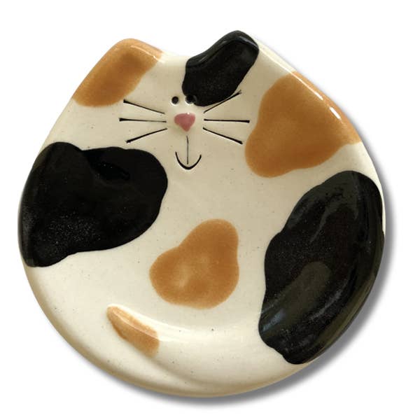 3" Calico Cat Dish - Hand Painted Ceramic Spoon Rest