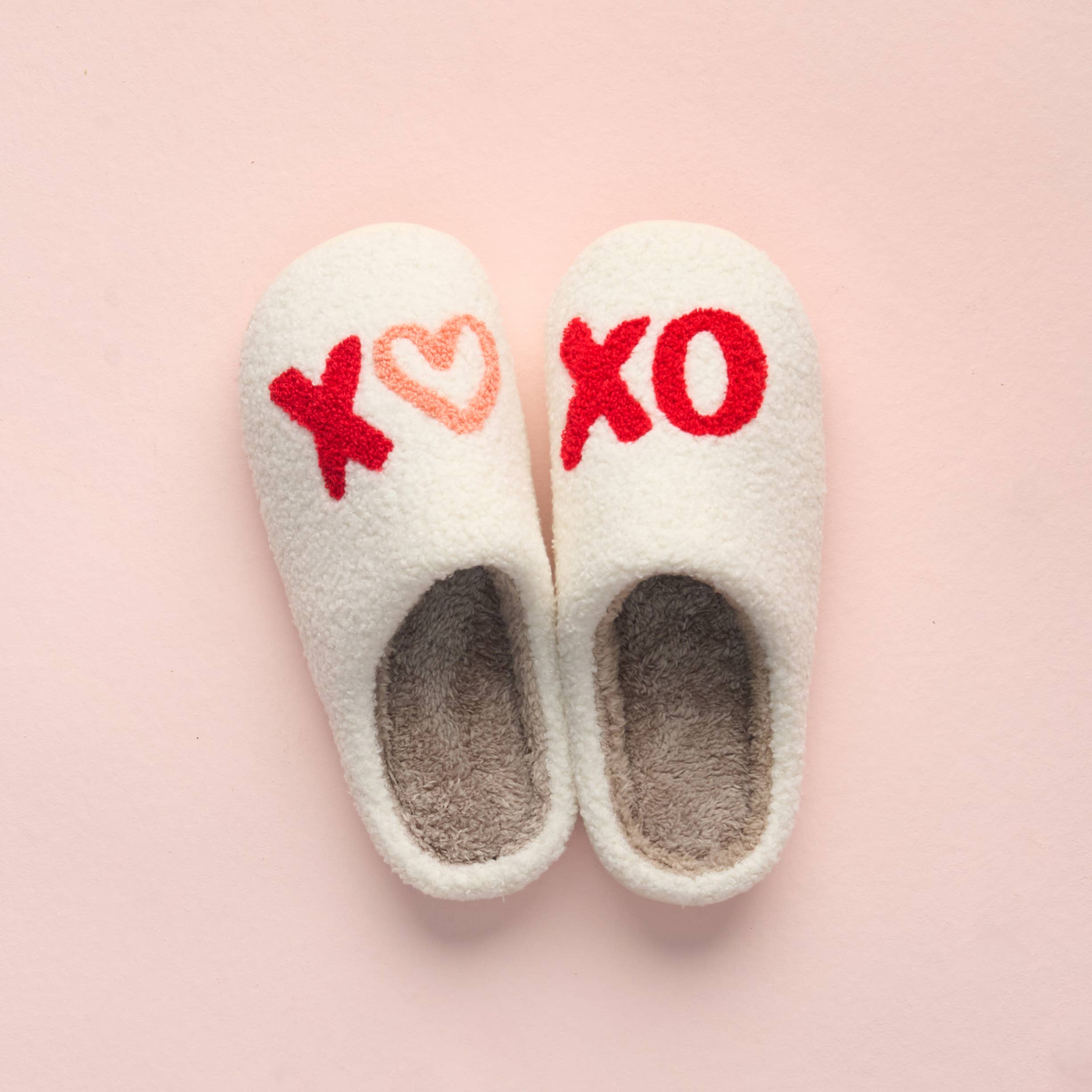 XOXO Fuzzy Slippers - Valentine's Day Women's Slippers with Hard Sole by The Darling Effect